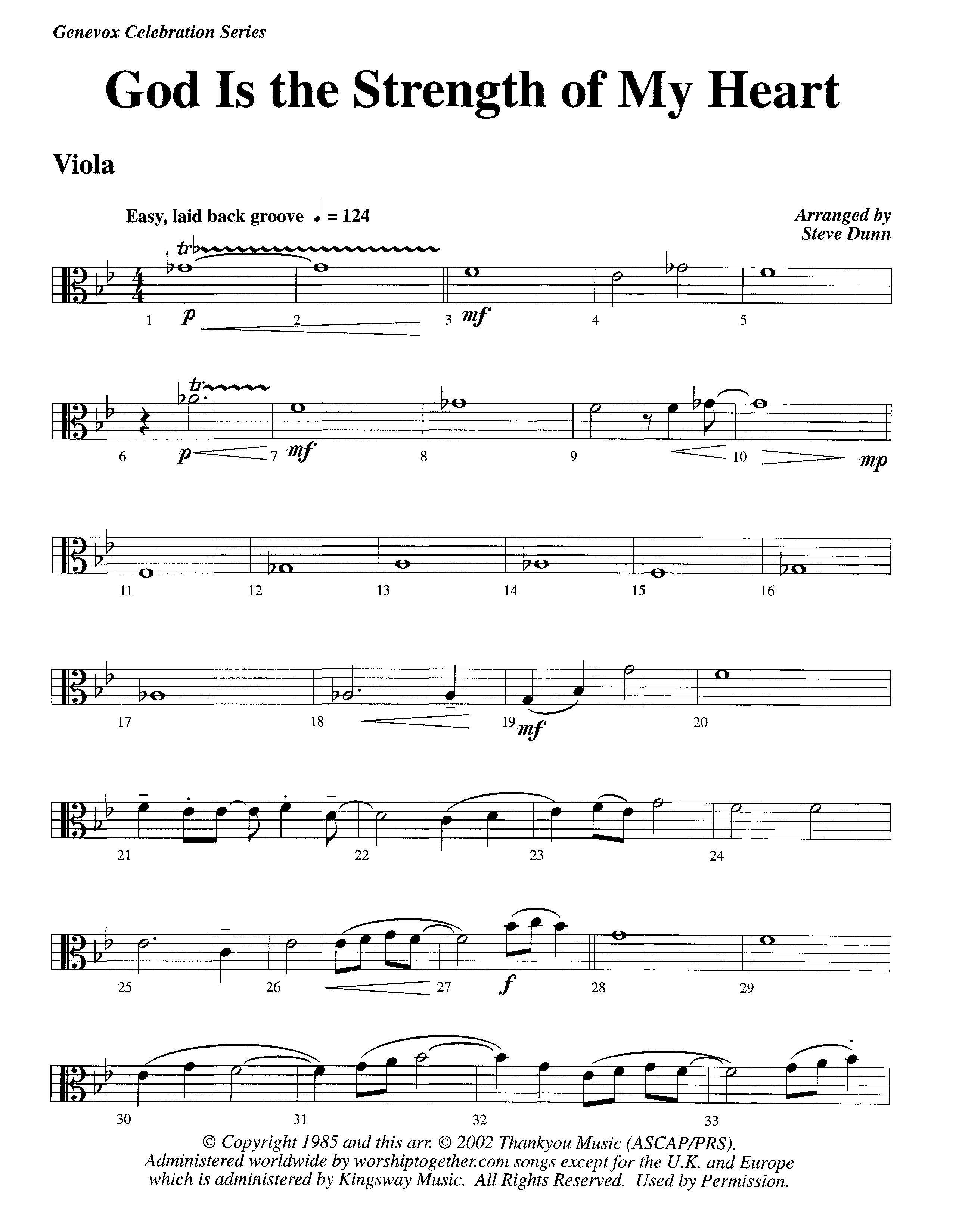 God Is The Strength Of My Heart (Instrumental) Viola (Lifeway Worship / Arr. Steve Dunn)