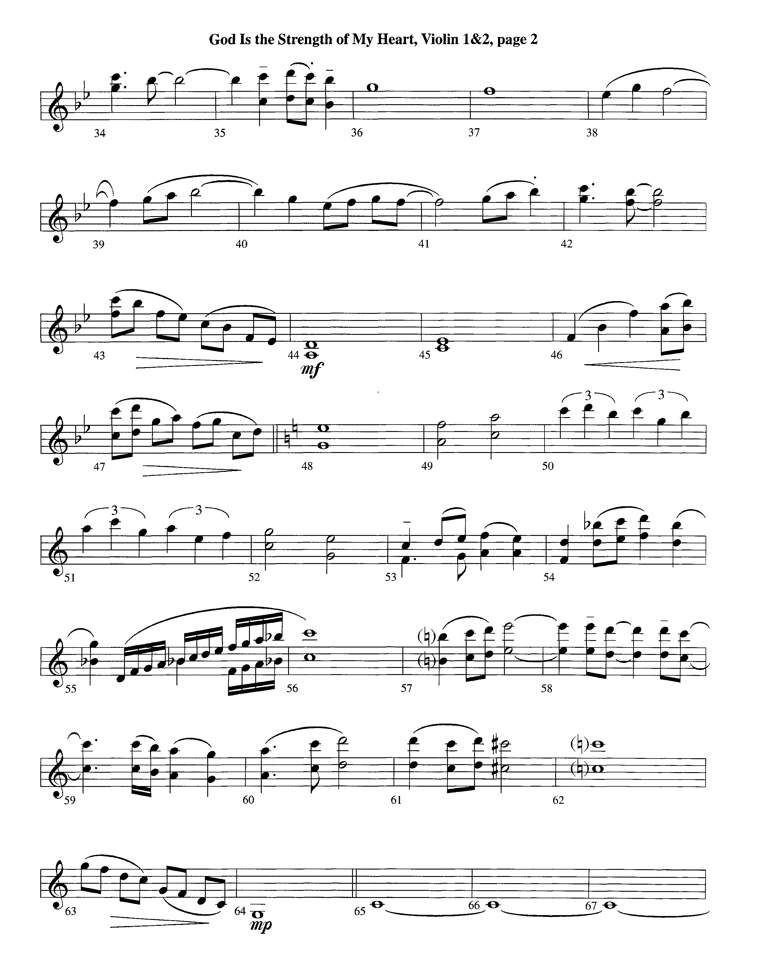 God Is The Strength Of My Heart (Instrumental) Violin 1/2 (Lifeway Worship / Arr. Steve Dunn)