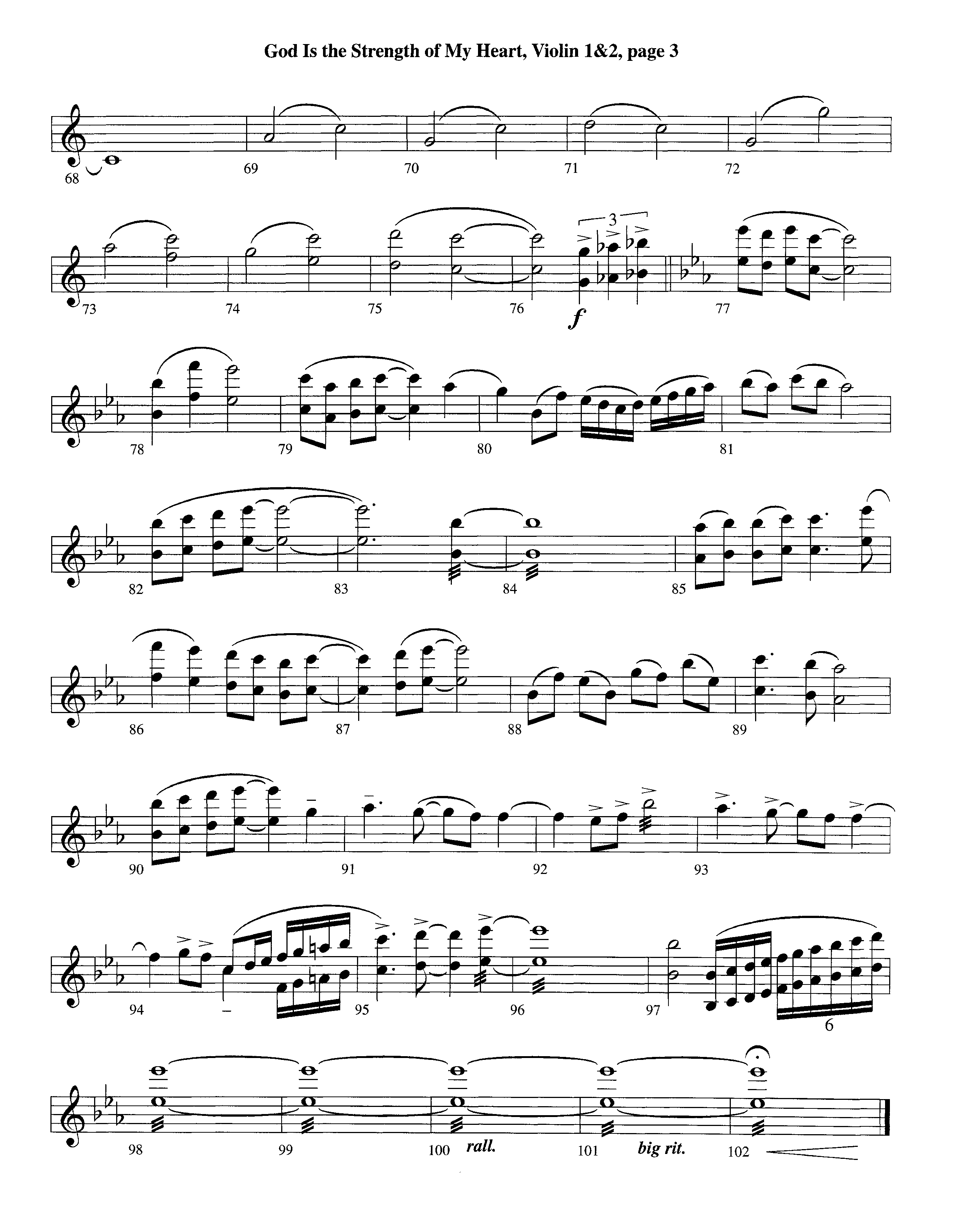 God Is The Strength Of My Heart (Instrumental) Violin 1/2 (Lifeway Worship / Arr. Steve Dunn)