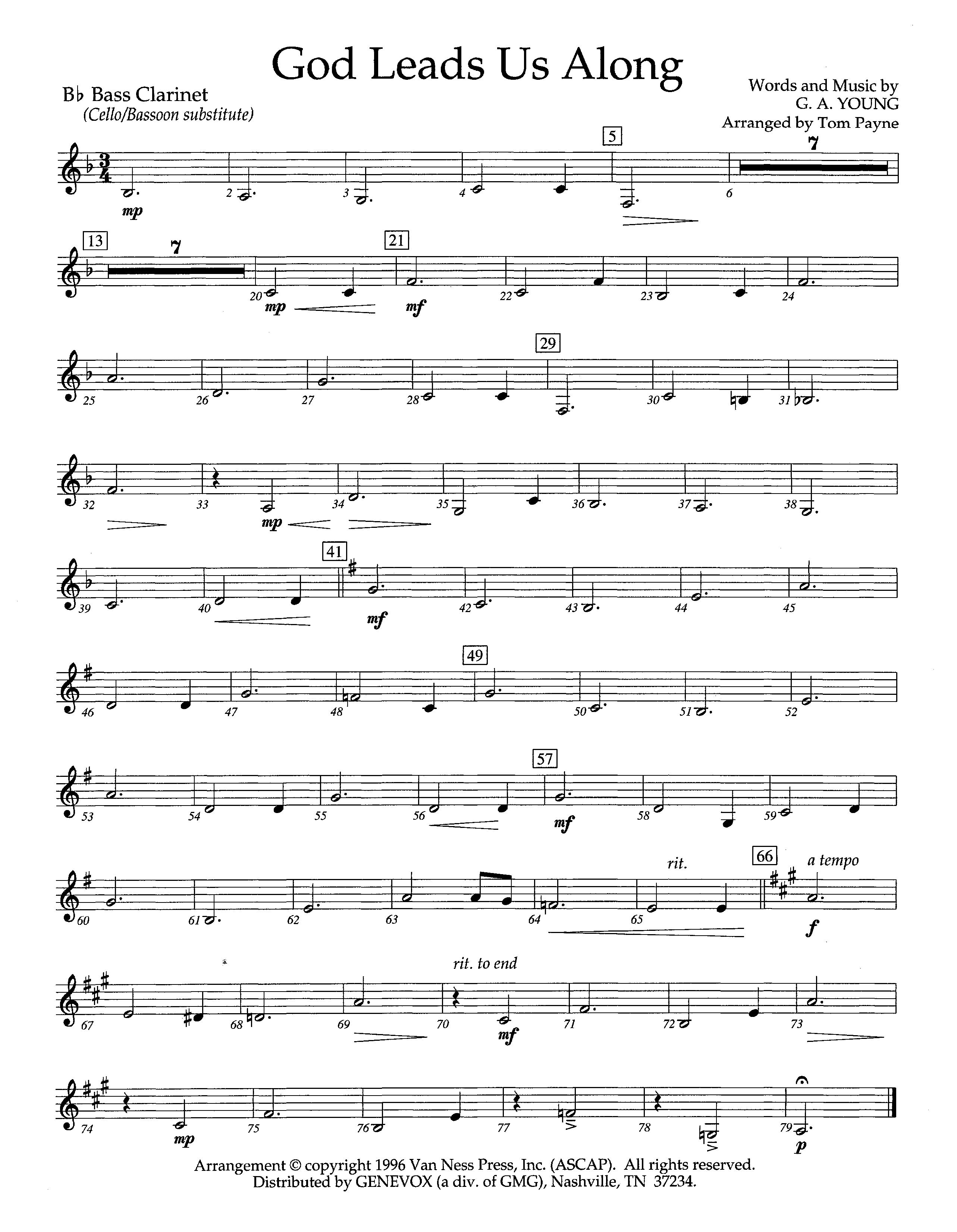 God Leads Us Along (Instrumental) Bass Clarinet (Lifeway Worship / Arr. Tom Payne)