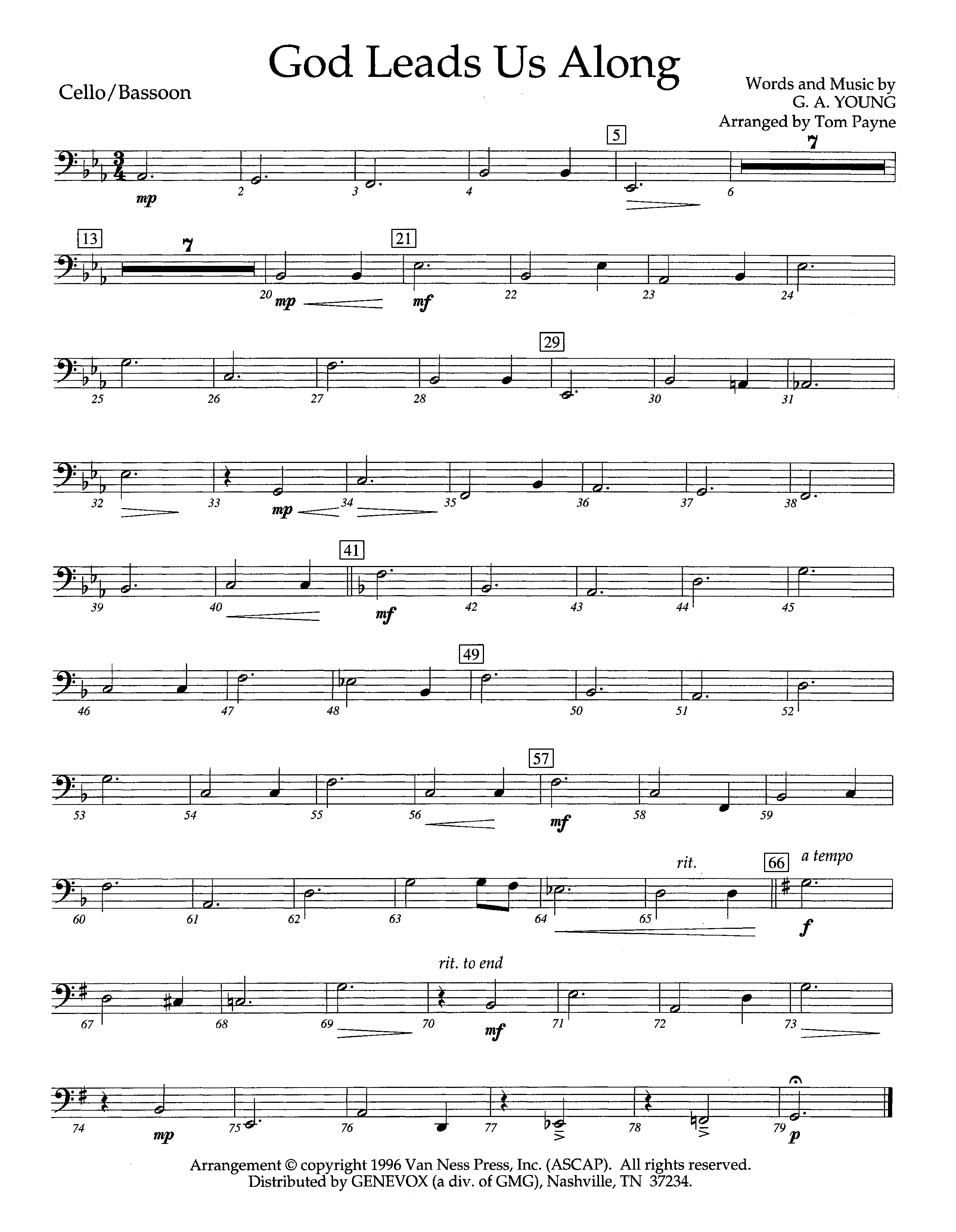 God Leads Us Along (Instrumental) Cello (Lifeway Worship / Arr. Tom Payne)