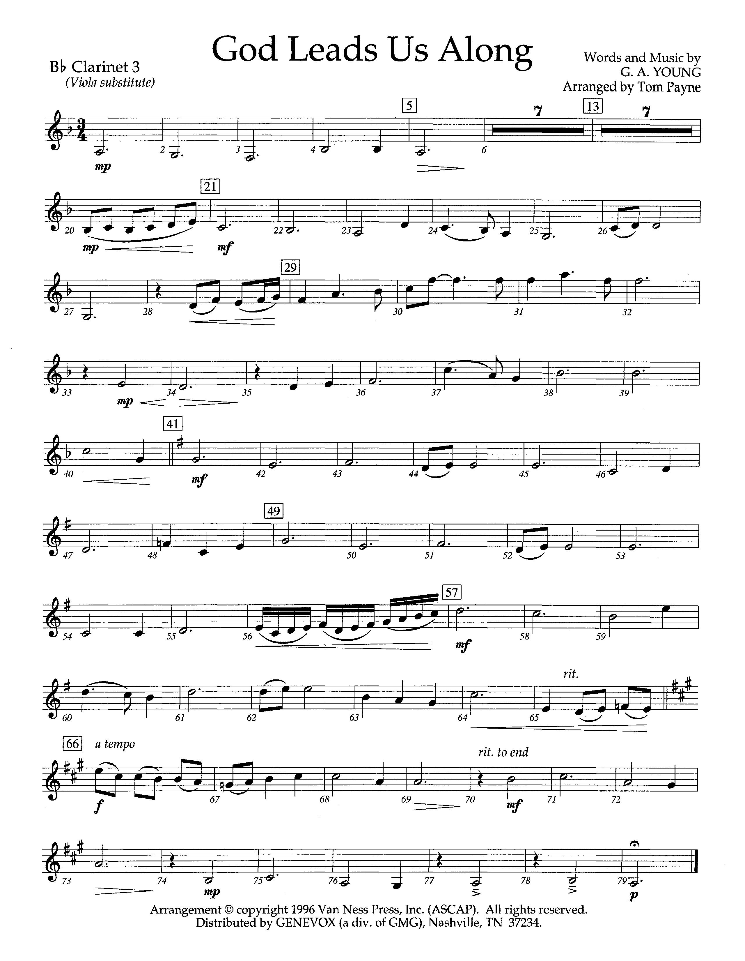 God Leads Us Along (Instrumental) Clarinet 3 (Lifeway Worship / Arr. Tom Payne)