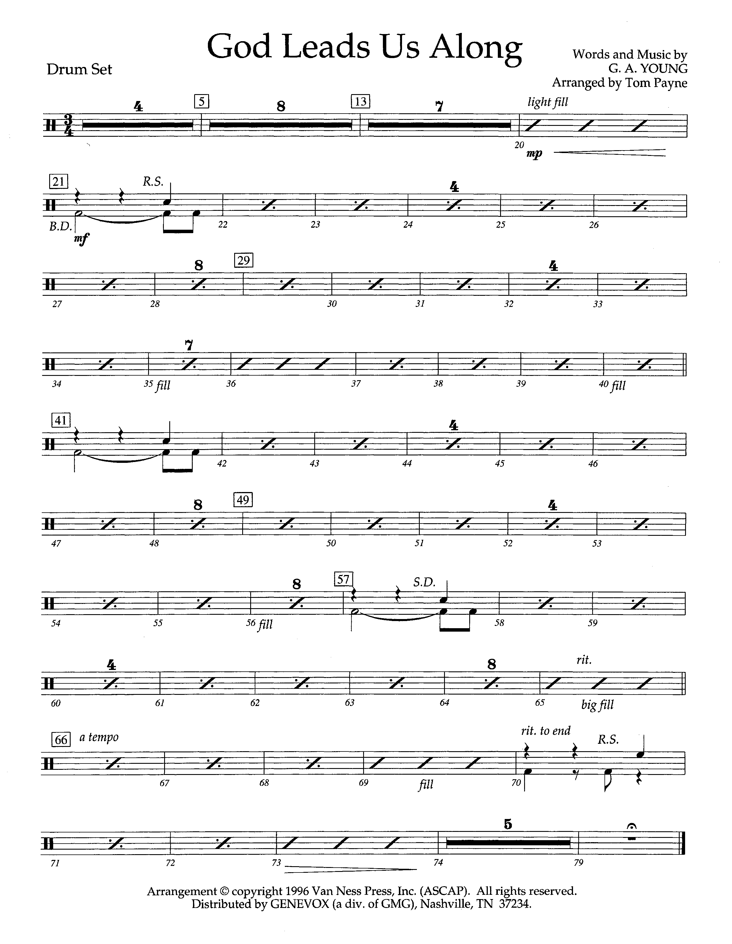 God Leads Us Along (Instrumental) Drum Set (Lifeway Worship / Arr. Tom Payne)