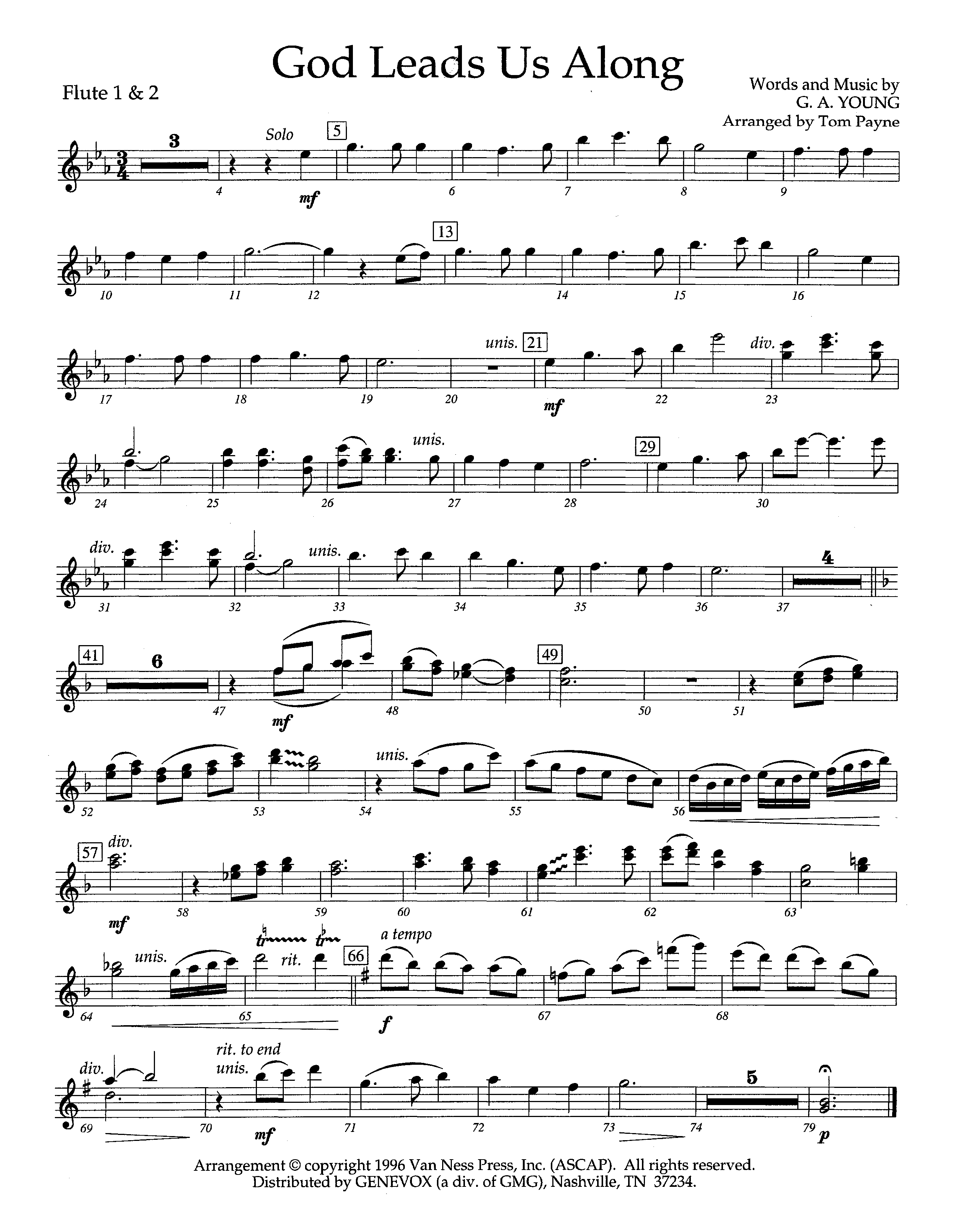 God Leads Us Along (Instrumental) Flute 1/2 (Lifeway Worship / Arr. Tom Payne)
