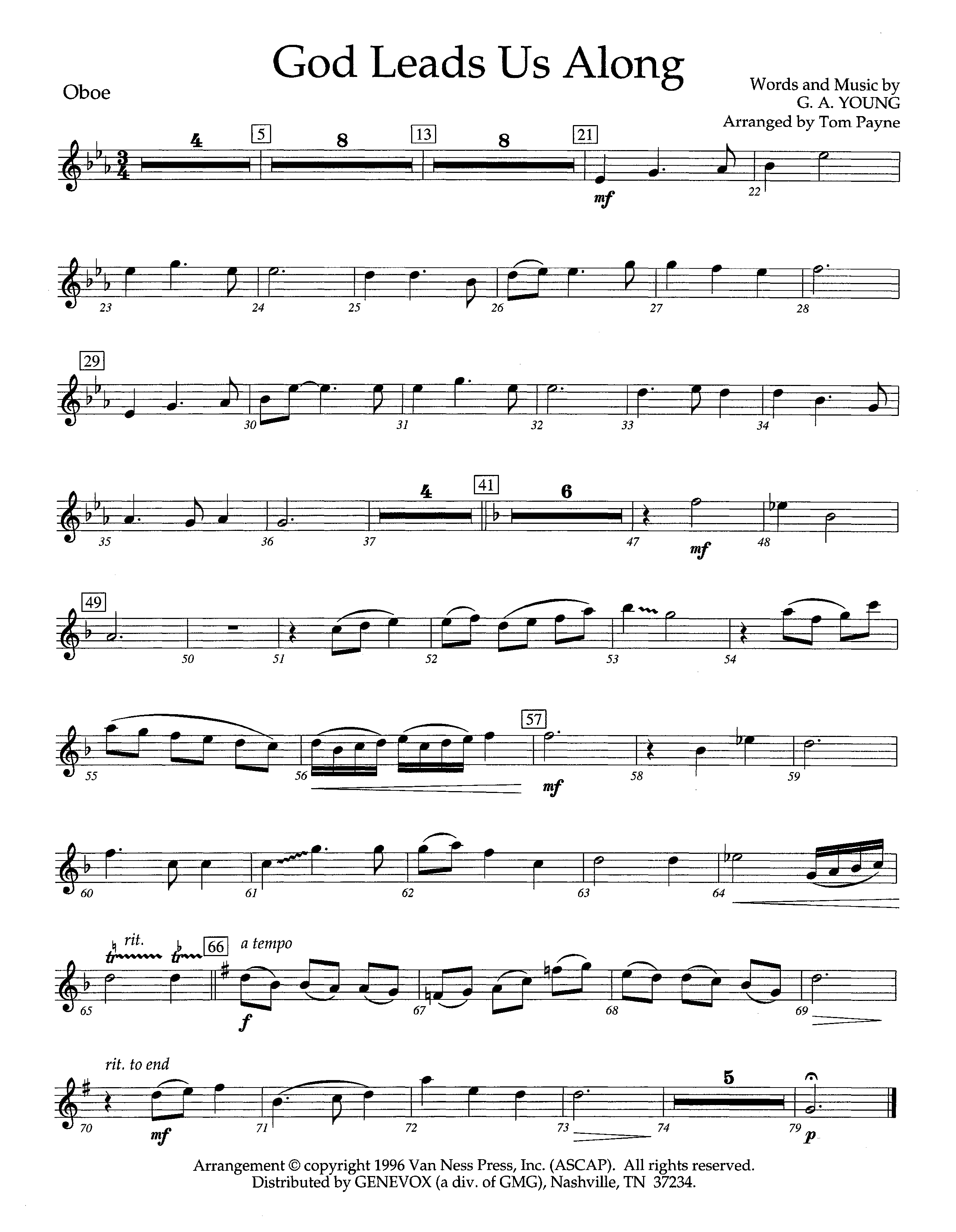 God Leads Us Along (Instrumental) Oboe (Lifeway Worship / Arr. Tom Payne)