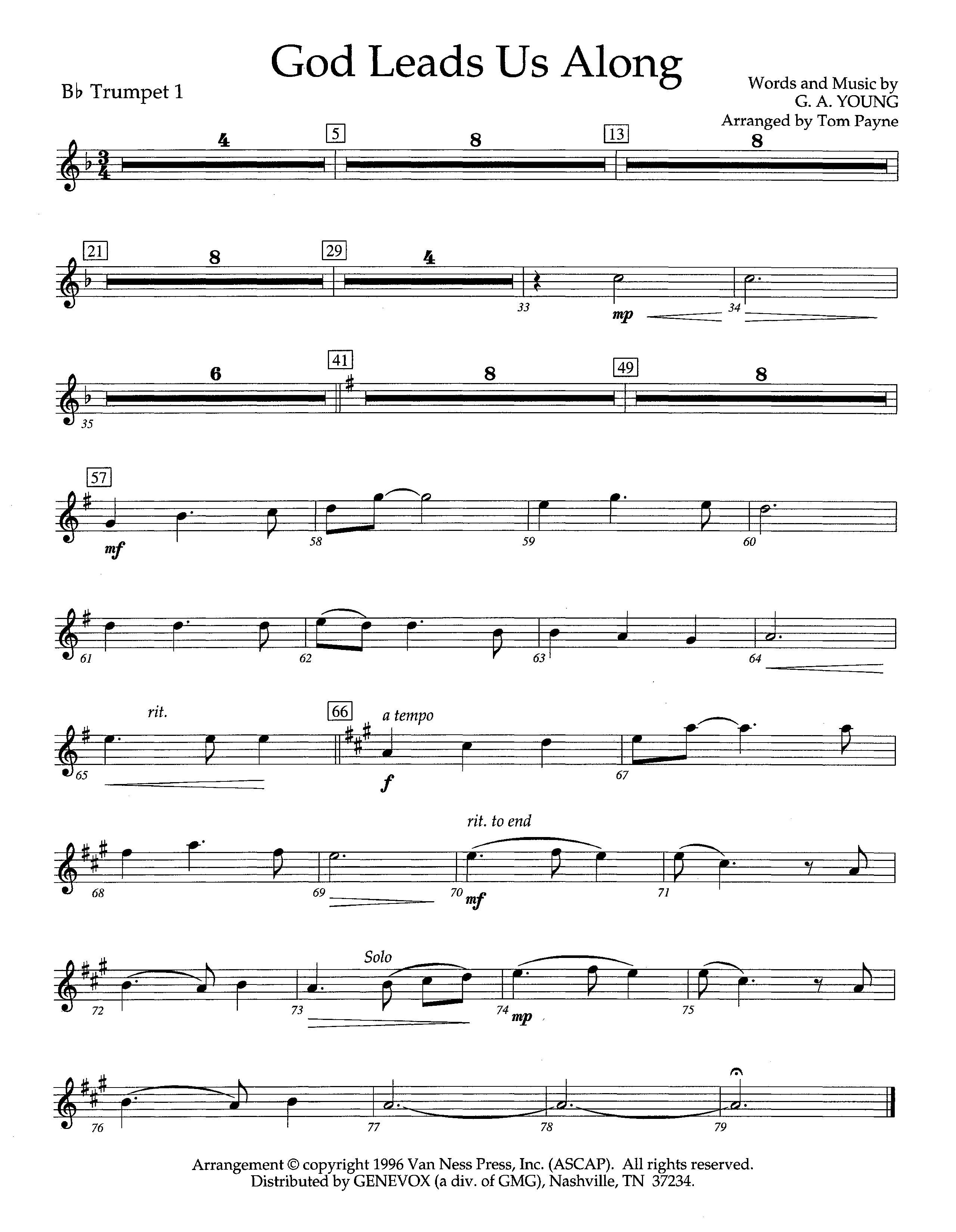God Leads Us Along (Instrumental) Trumpet 1 (Lifeway Worship / Arr. Tom Payne)