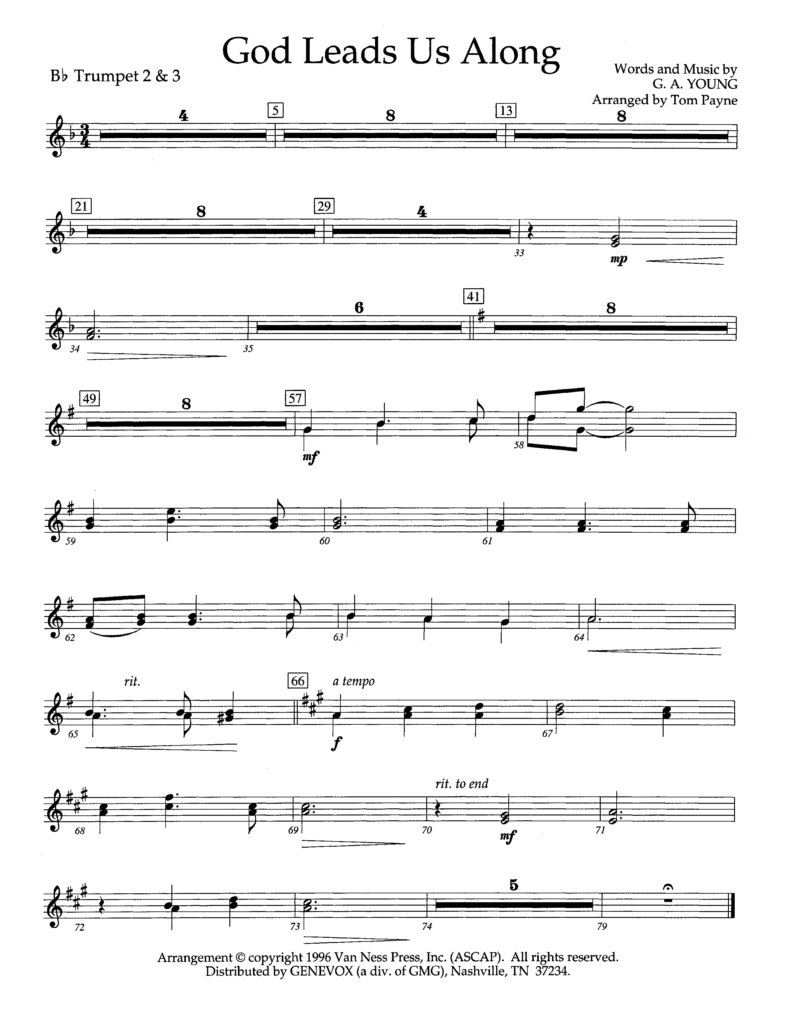 God Leads Us Along (Instrumental) Trumpet 2/3 (Lifeway Worship / Arr. Tom Payne)