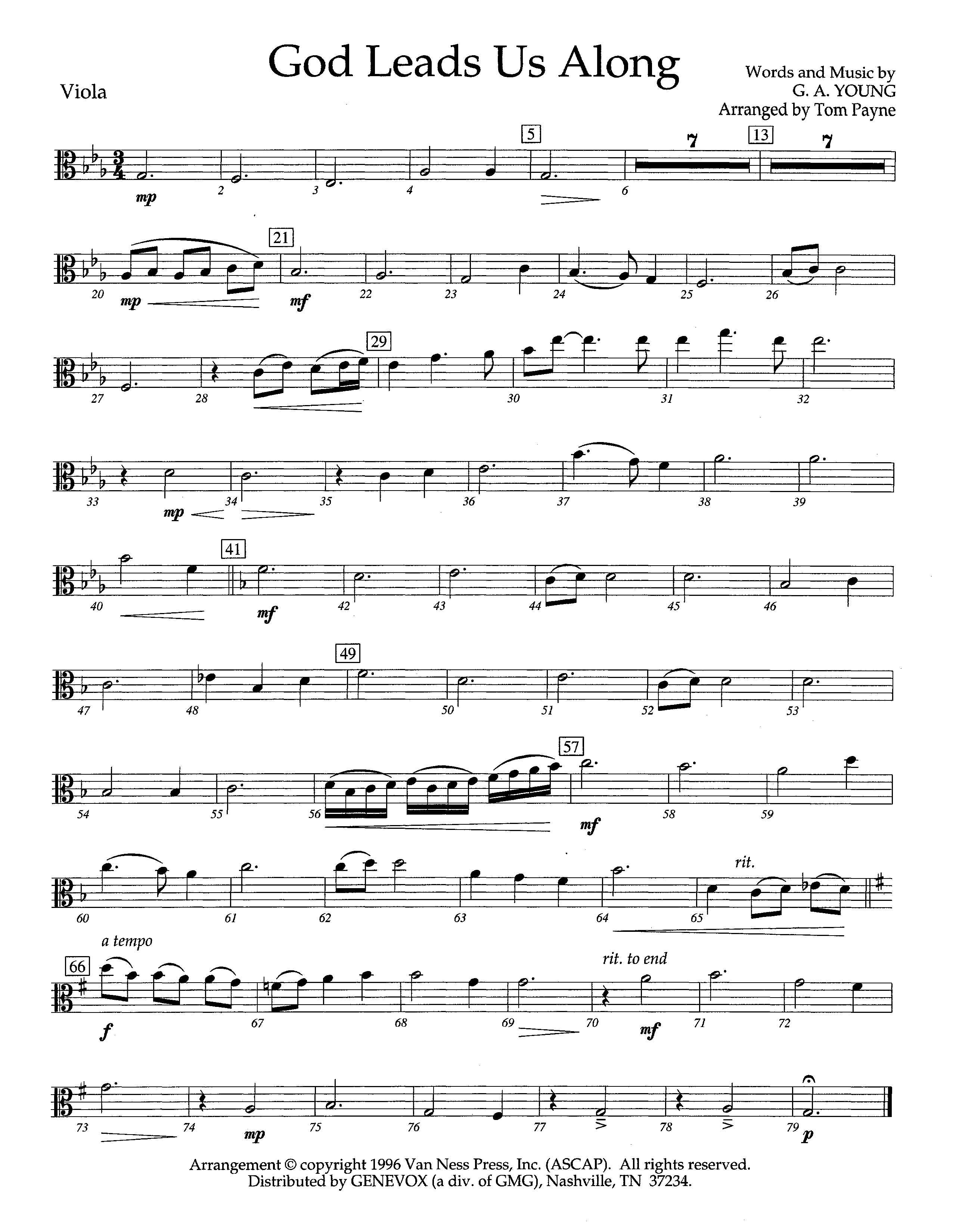 God Leads Us Along (Instrumental) Viola (Lifeway Worship / Arr. Tom Payne)