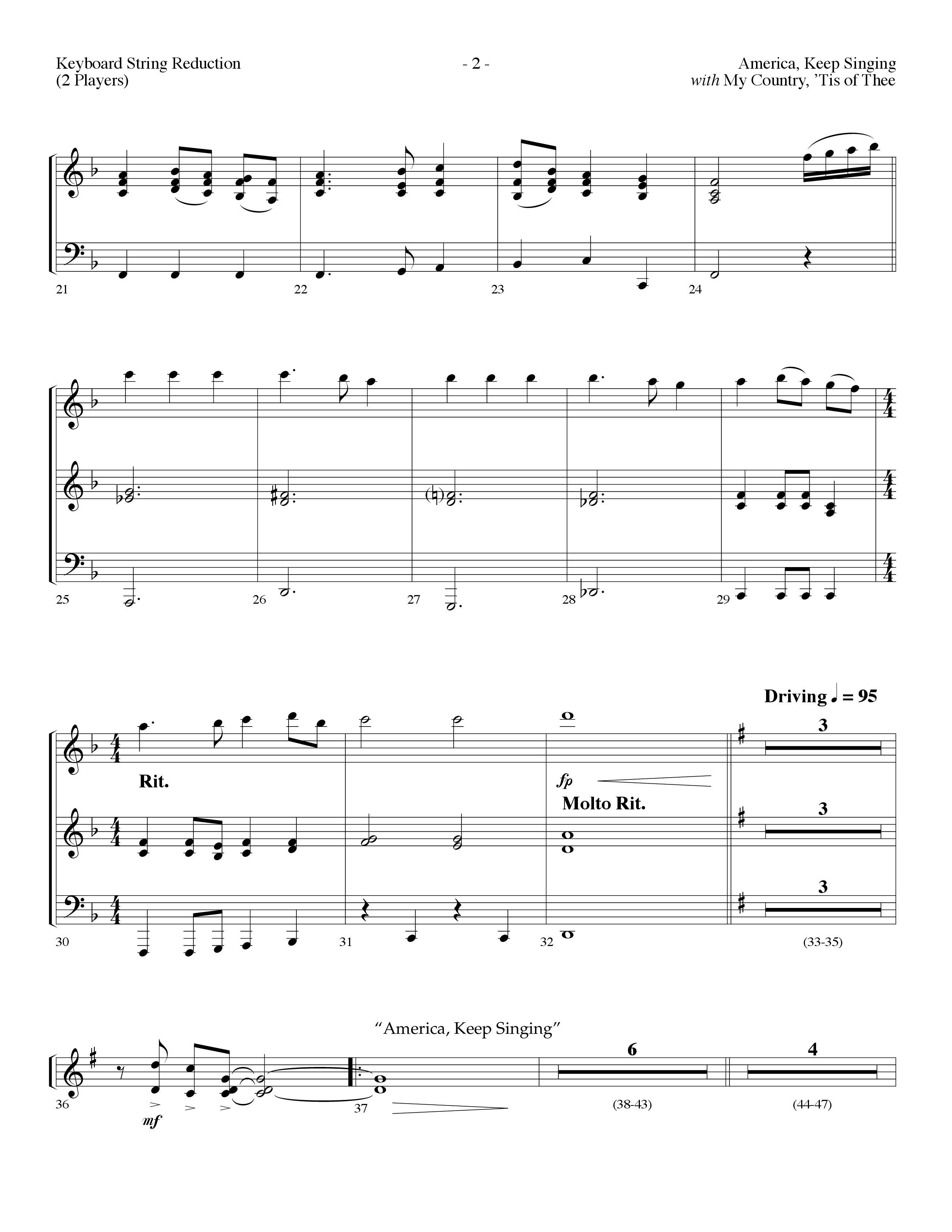 America Keep Singing (with My Country Tis Of Thee) (Choral Anthem SATB) String Reduction (Lifeway Choral / Arr. Dennis Allen)