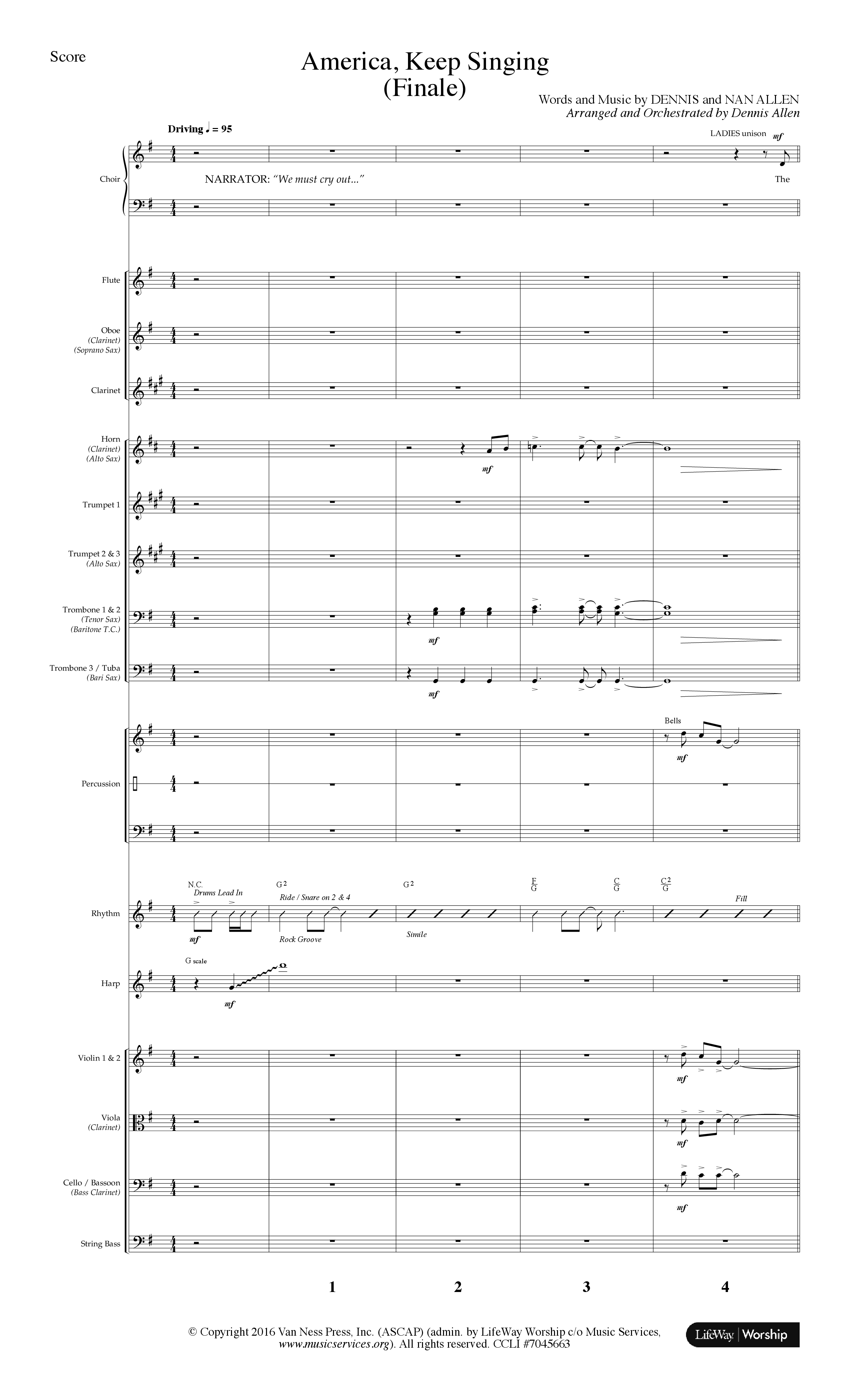 America Keep Singing (Finale) (Choral Anthem SATB) Conductor's Score (Lifeway Choral / Arr. Dennis Allen)