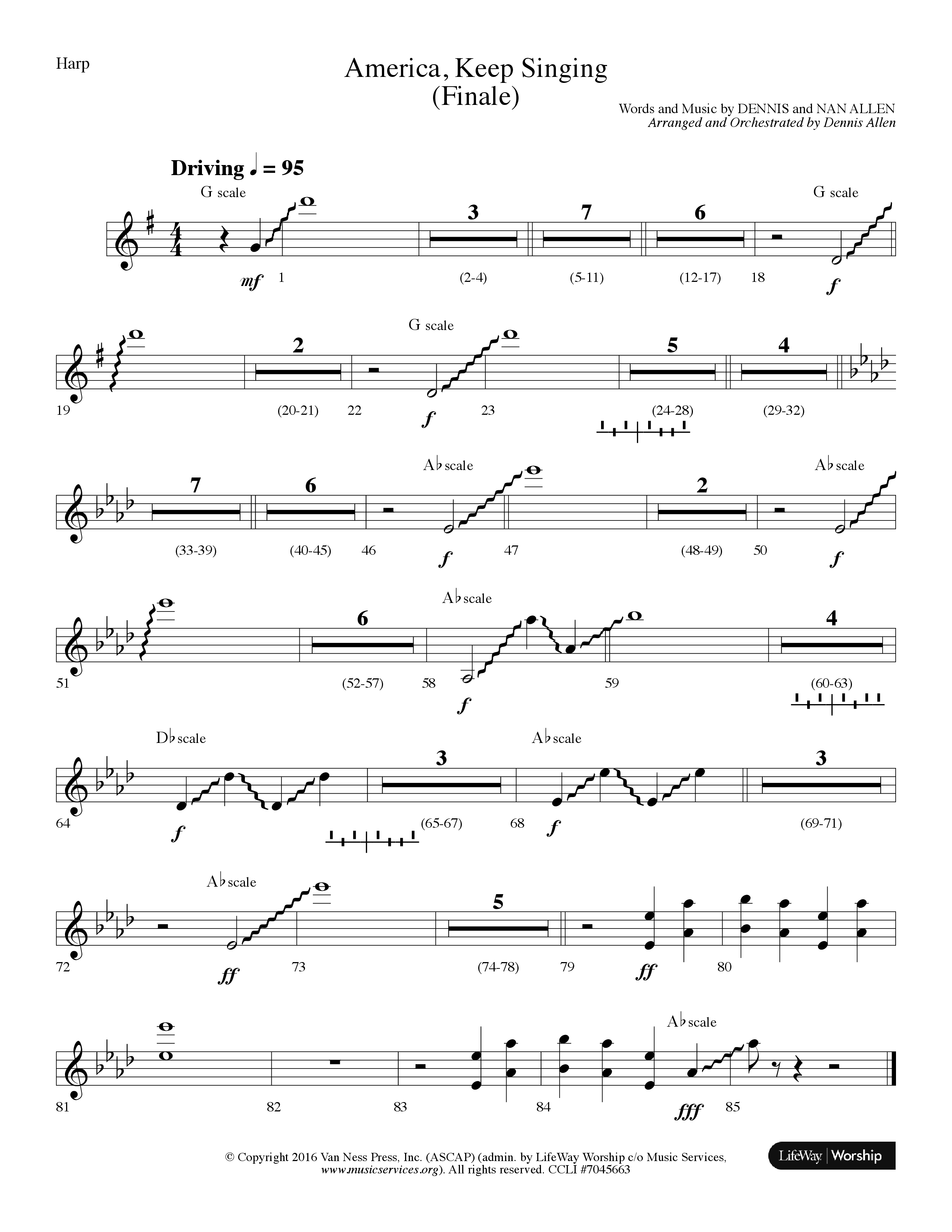 America Keep Singing (Finale) (Choral Anthem SATB) Harp (Lifeway Choral / Arr. Dennis Allen)