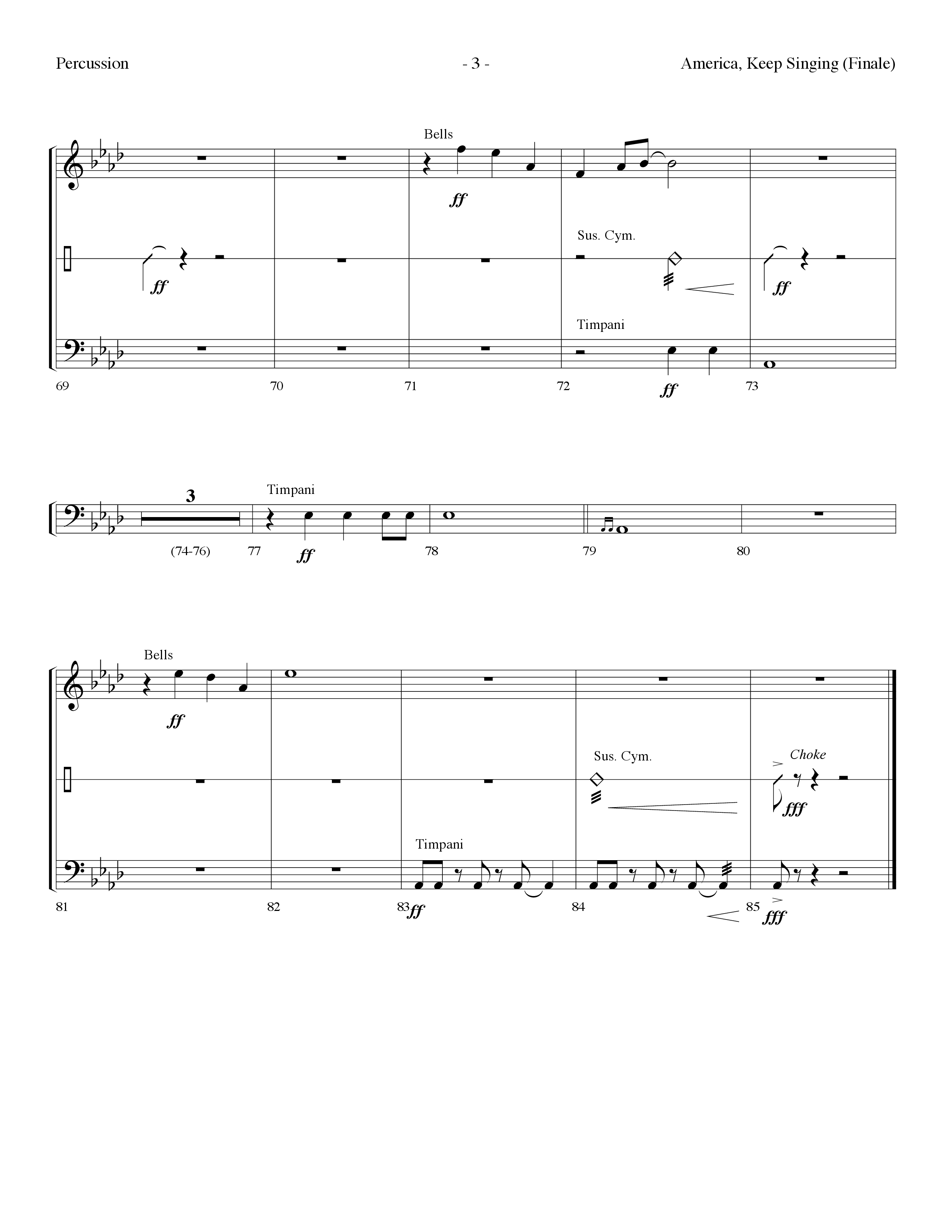 America Keep Singing (Finale) (Choral Anthem SATB) Percussion (Lifeway Choral / Arr. Dennis Allen)
