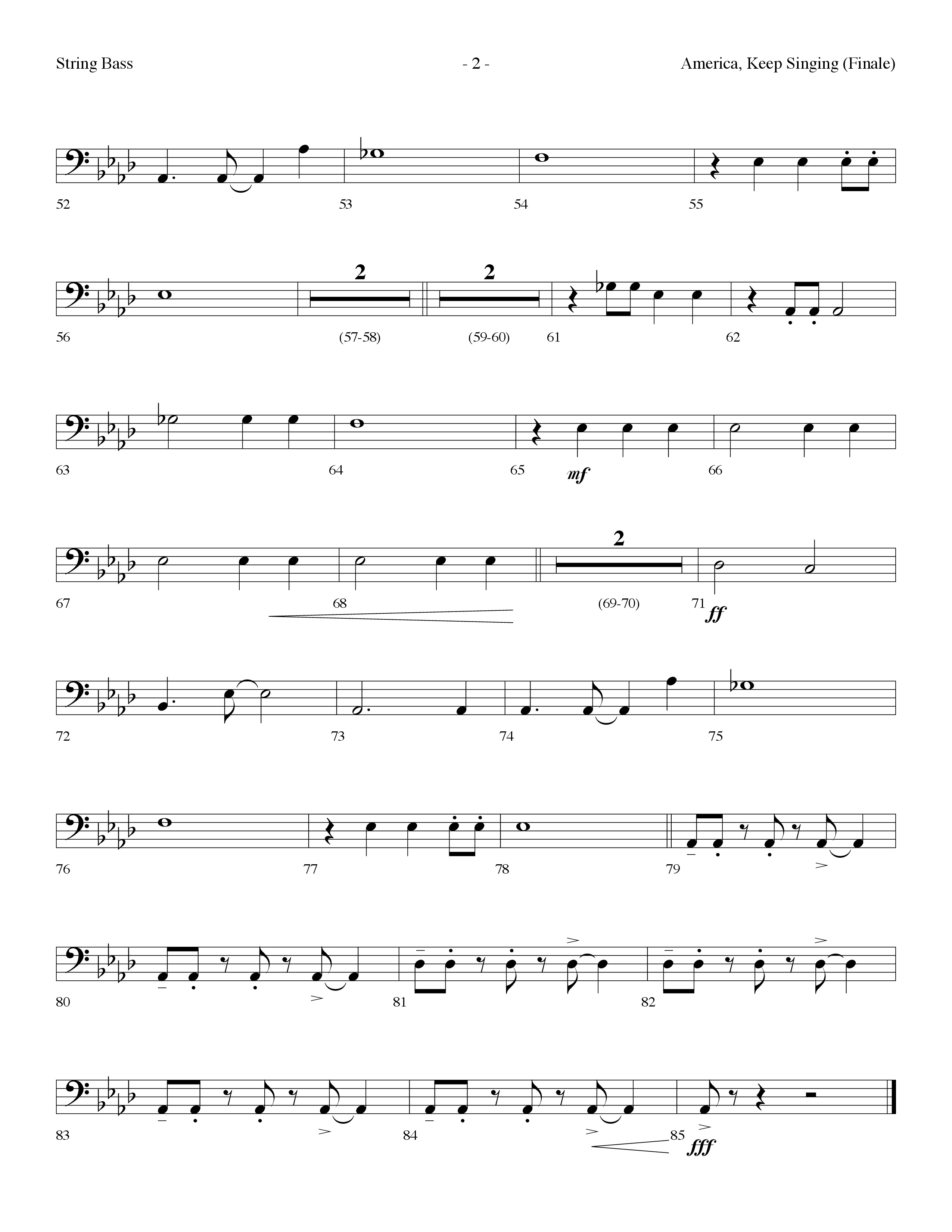 America Keep Singing (Finale) (Choral Anthem SATB) String Bass (Lifeway Choral / Arr. Dennis Allen)