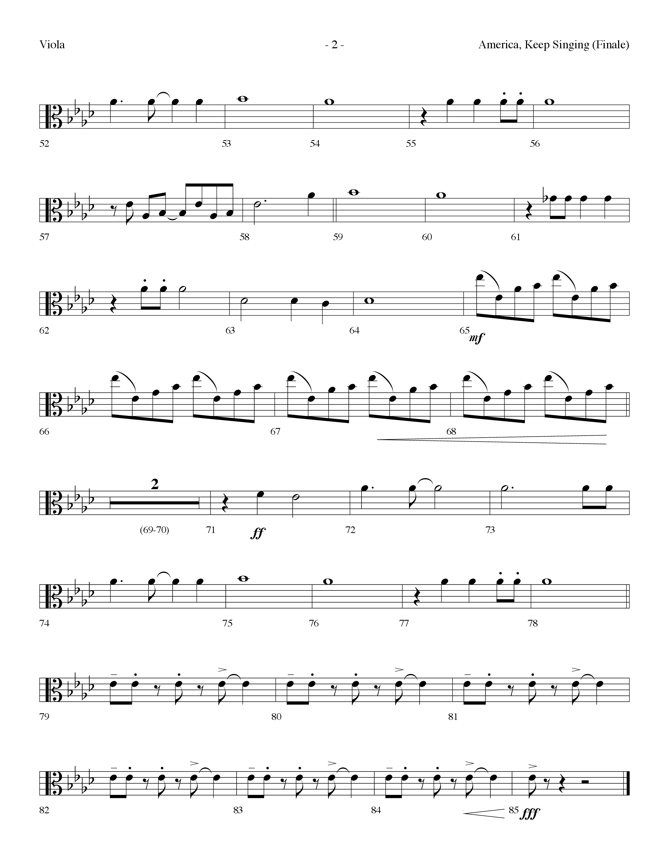 America Keep Singing (Finale) (Choral Anthem SATB) Viola (Lifeway Choral / Arr. Dennis Allen)