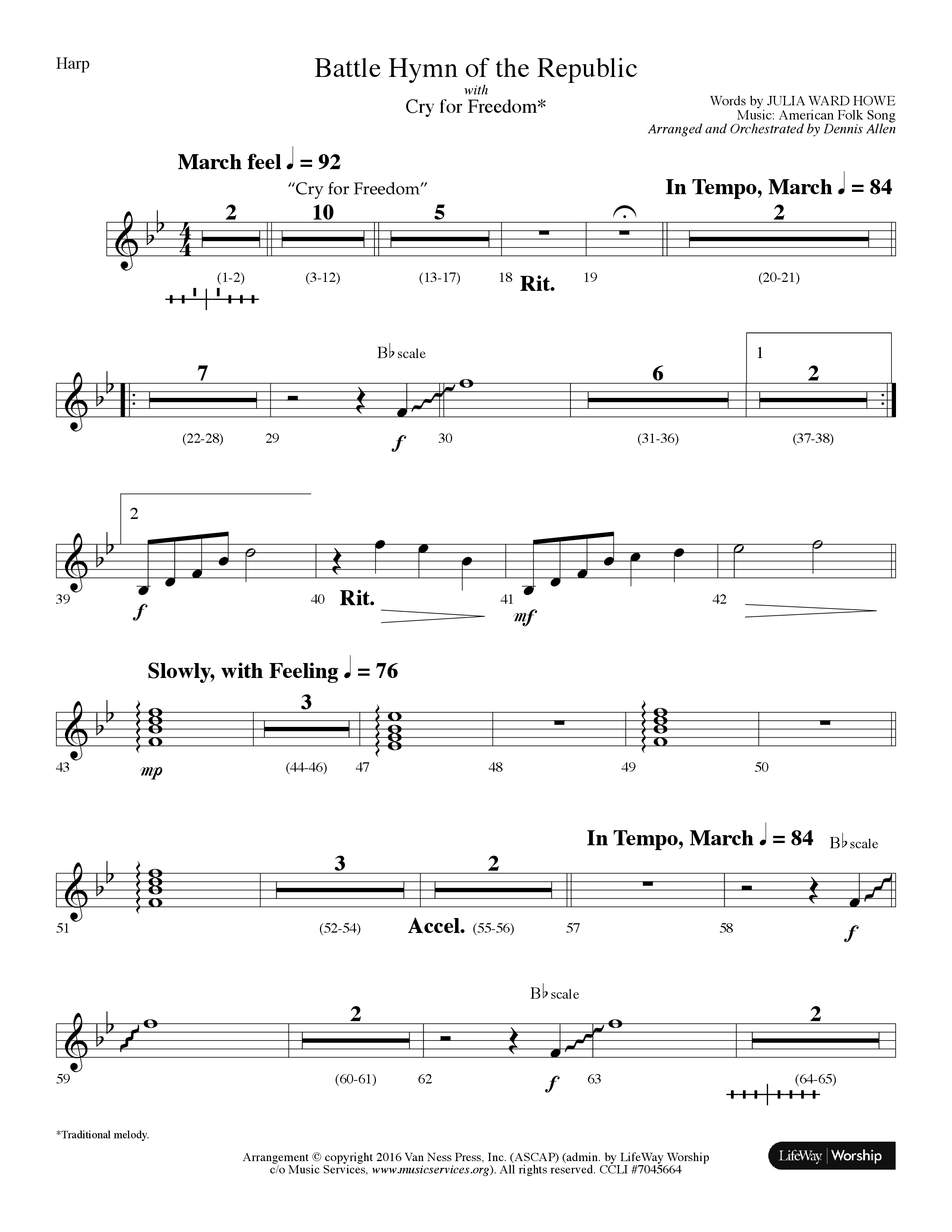 Battle Hymn Of The Republic (with Cry For Freedom) (Choral Anthem SATB) Harp (Lifeway Choral / Arr. Dennis Allen)