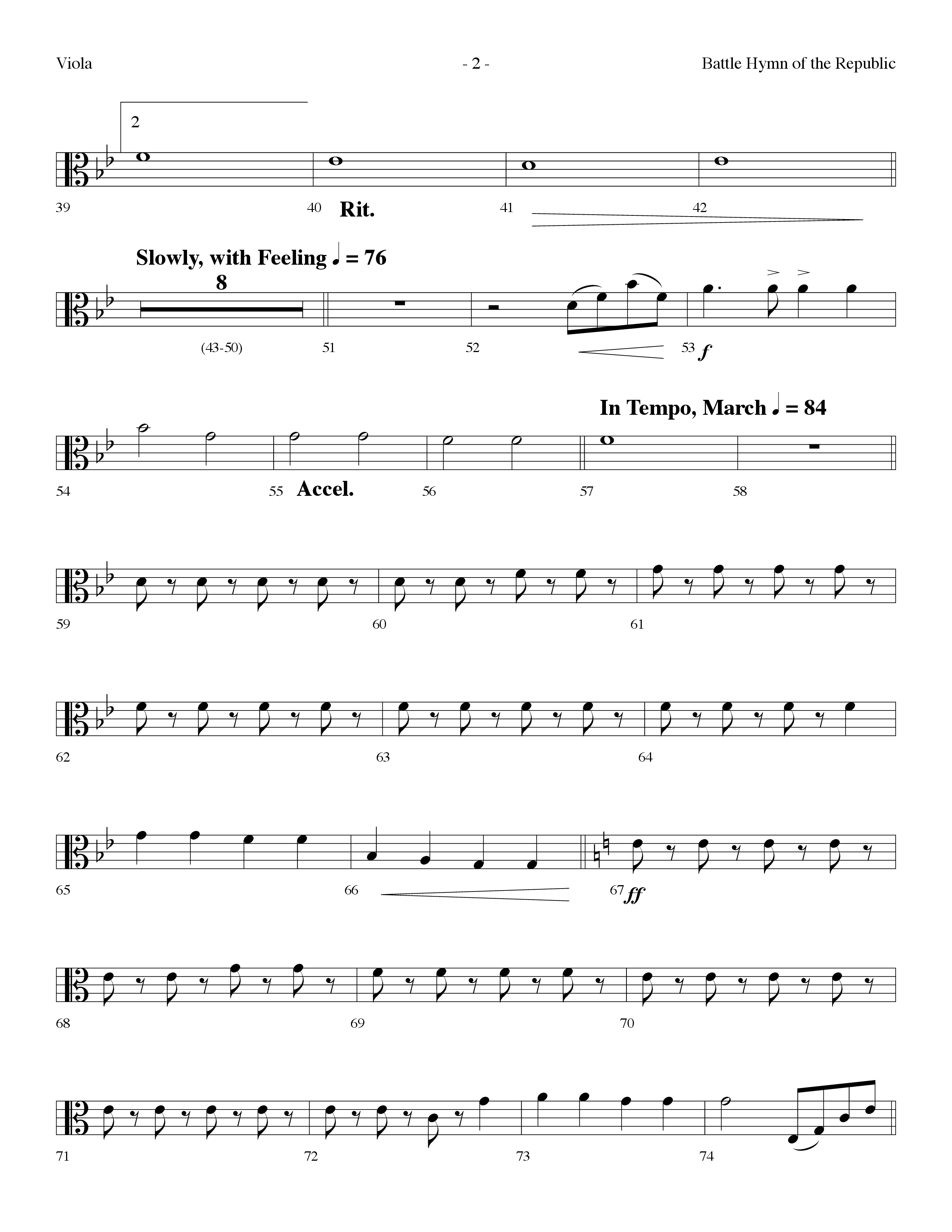 Battle Hymn Of The Republic (with Cry For Freedom) (Choral Anthem SATB) Viola (Lifeway Choral / Arr. Dennis Allen)