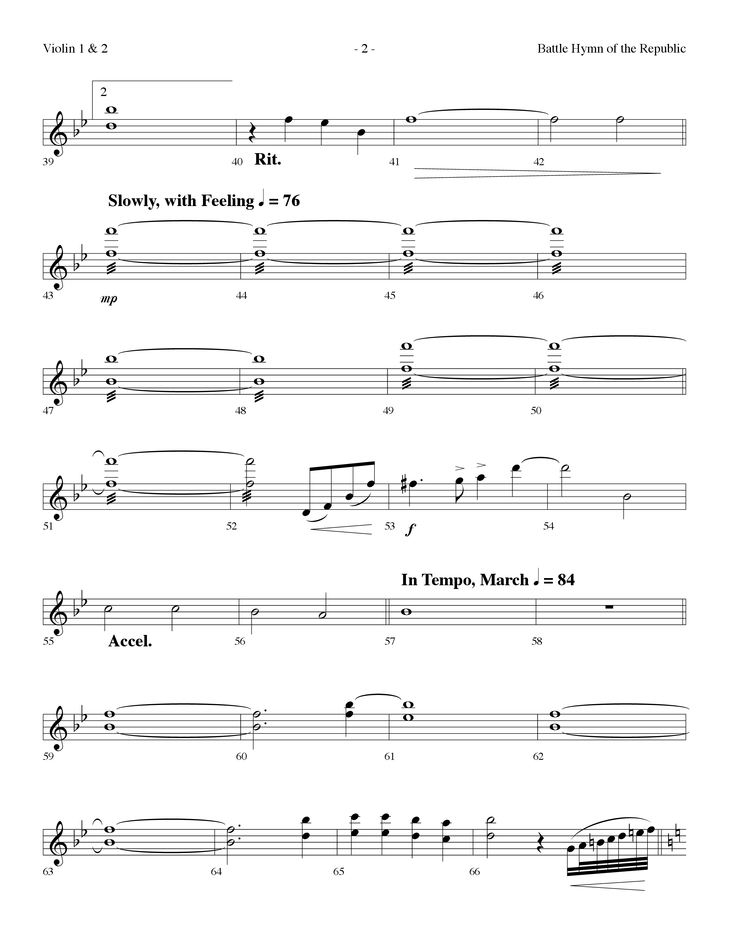 Battle Hymn Of The Republic (with Cry For Freedom) (Choral Anthem SATB) Violin 1/2 (Lifeway Choral / Arr. Dennis Allen)