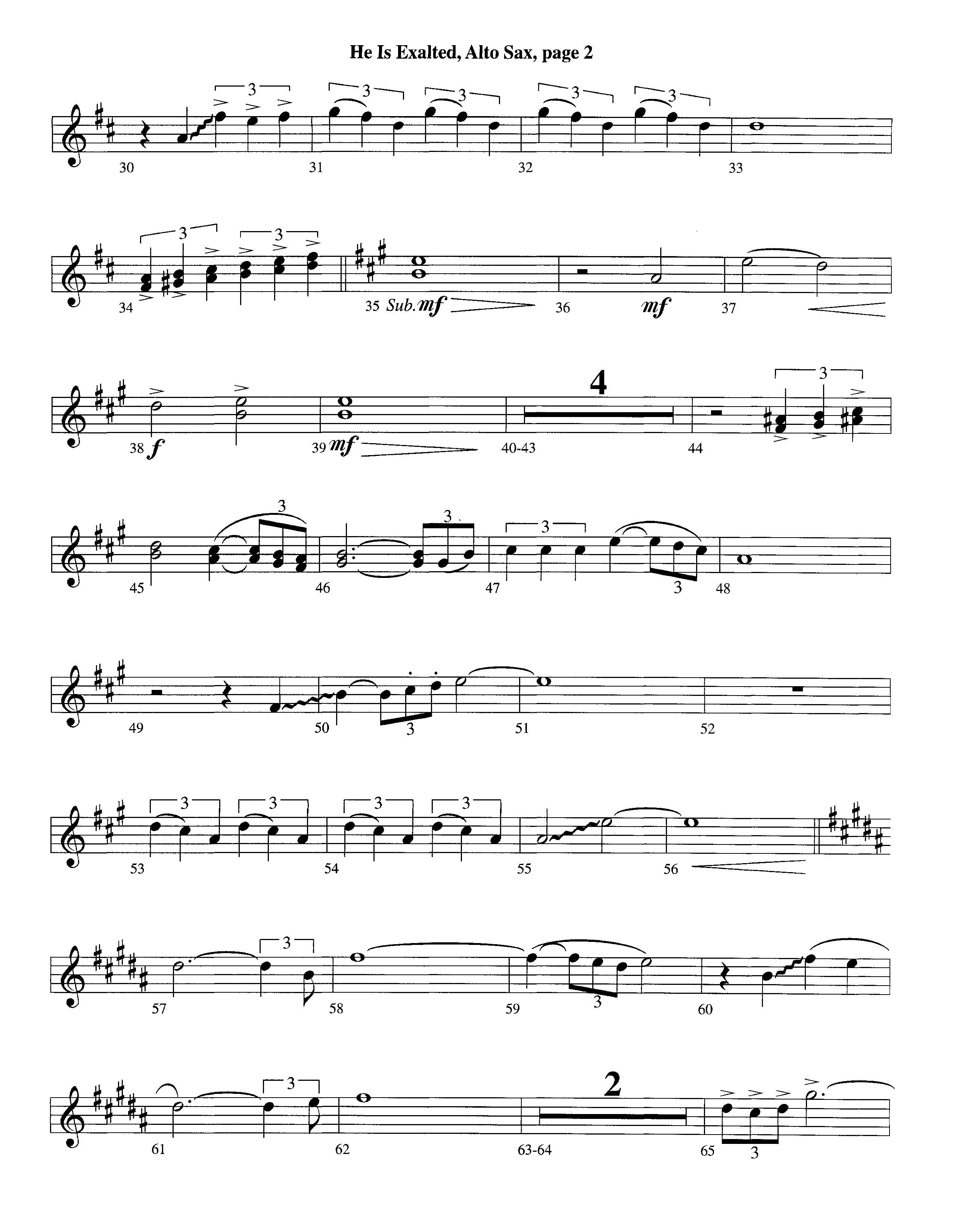 He Is Exalted (Instrumental) Alto Sax (Lifeway Worship / Arr. Michael Lawrence)