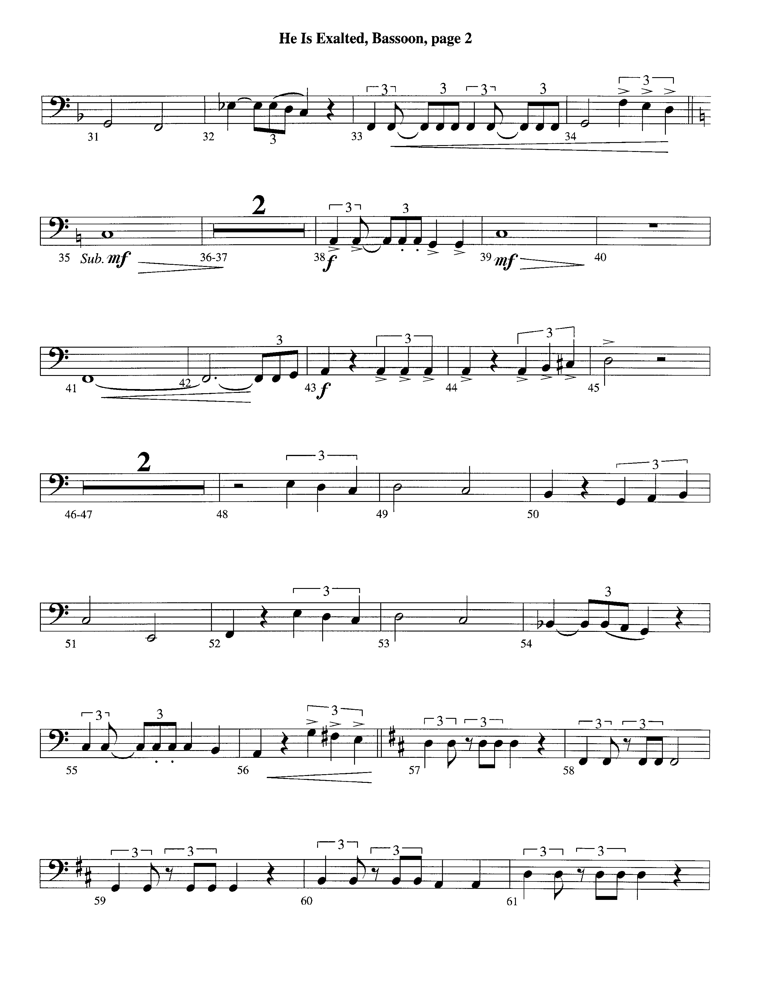 He Is Exalted (Instrumental) Bassoon (Lifeway Worship / Arr. Michael Lawrence)