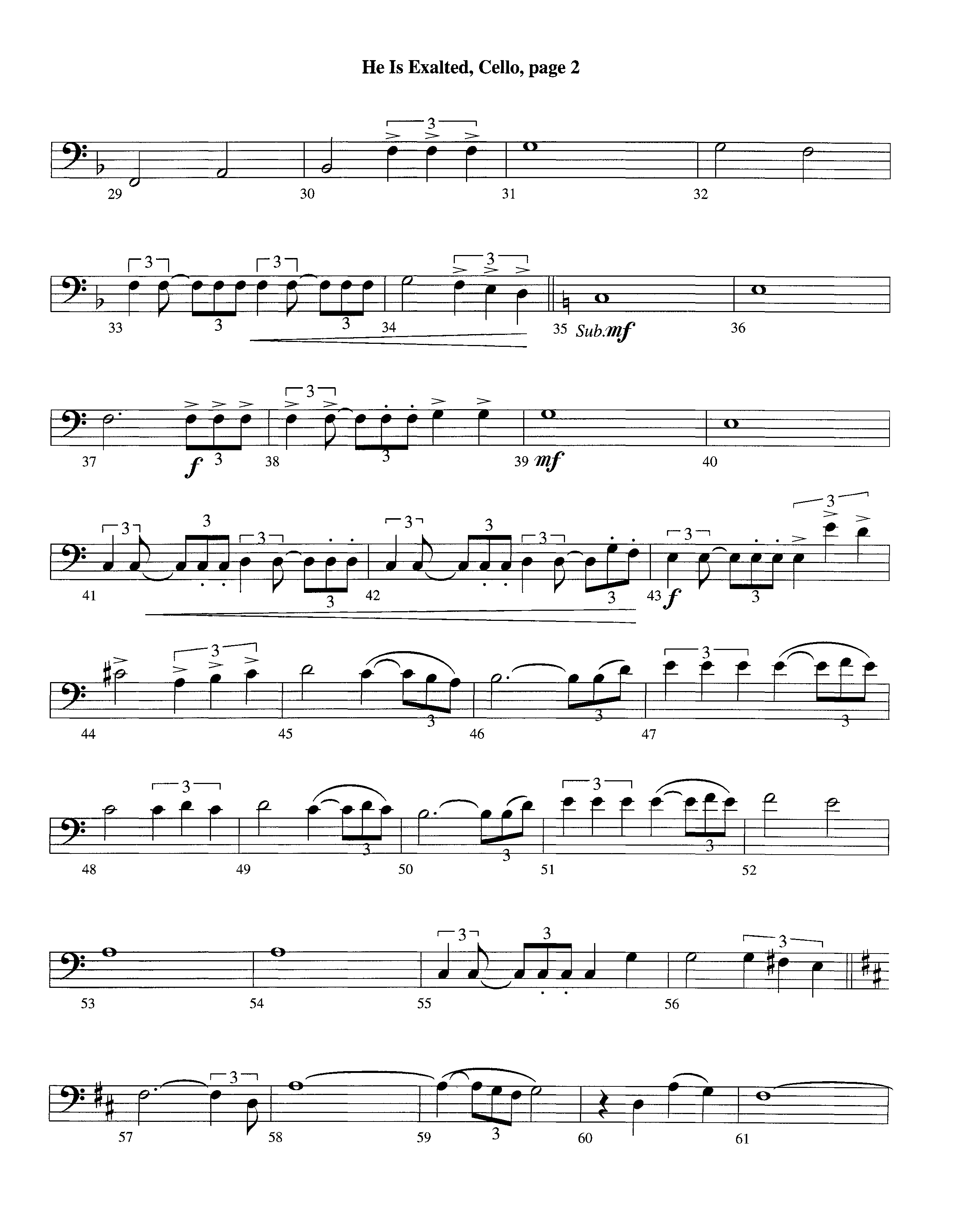 He Is Exalted (Instrumental) Cello (Lifeway Worship / Arr. Michael Lawrence)