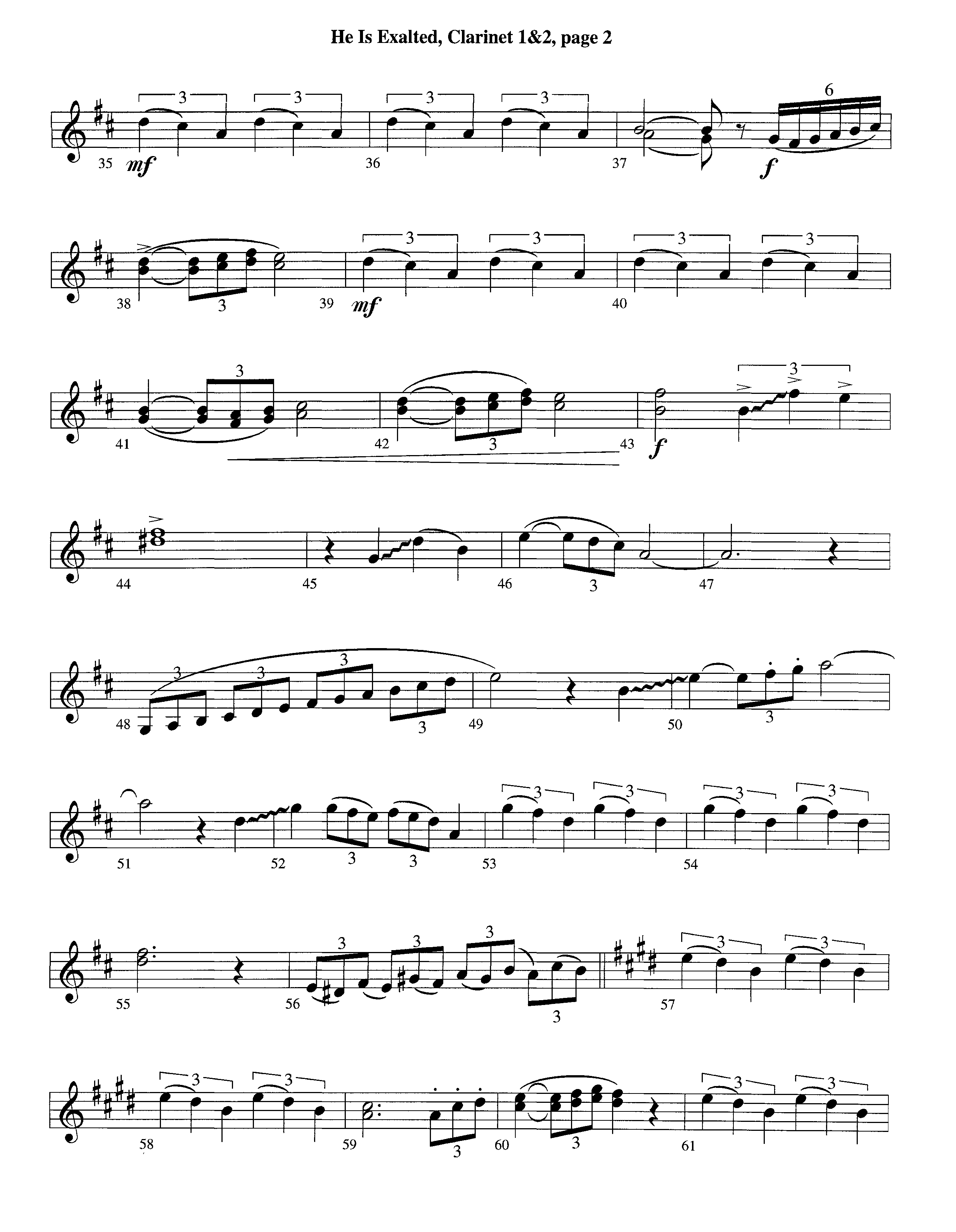 He Is Exalted (Instrumental) Clarinet 1/2 (Lifeway Worship / Arr. Michael Lawrence)