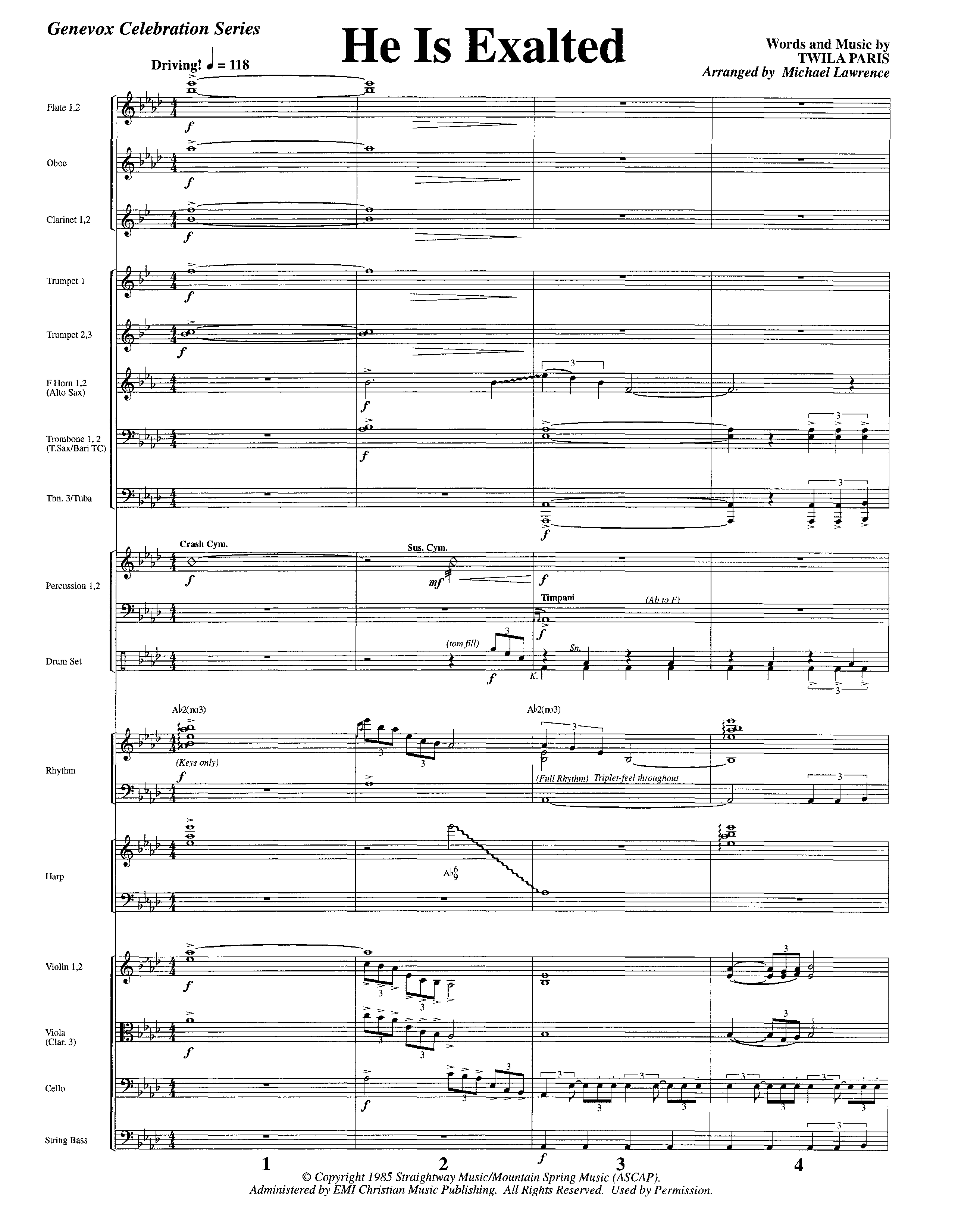 He Is Exalted (Instrumental) Orchestration (Lifeway Worship / Arr. Michael Lawrence)