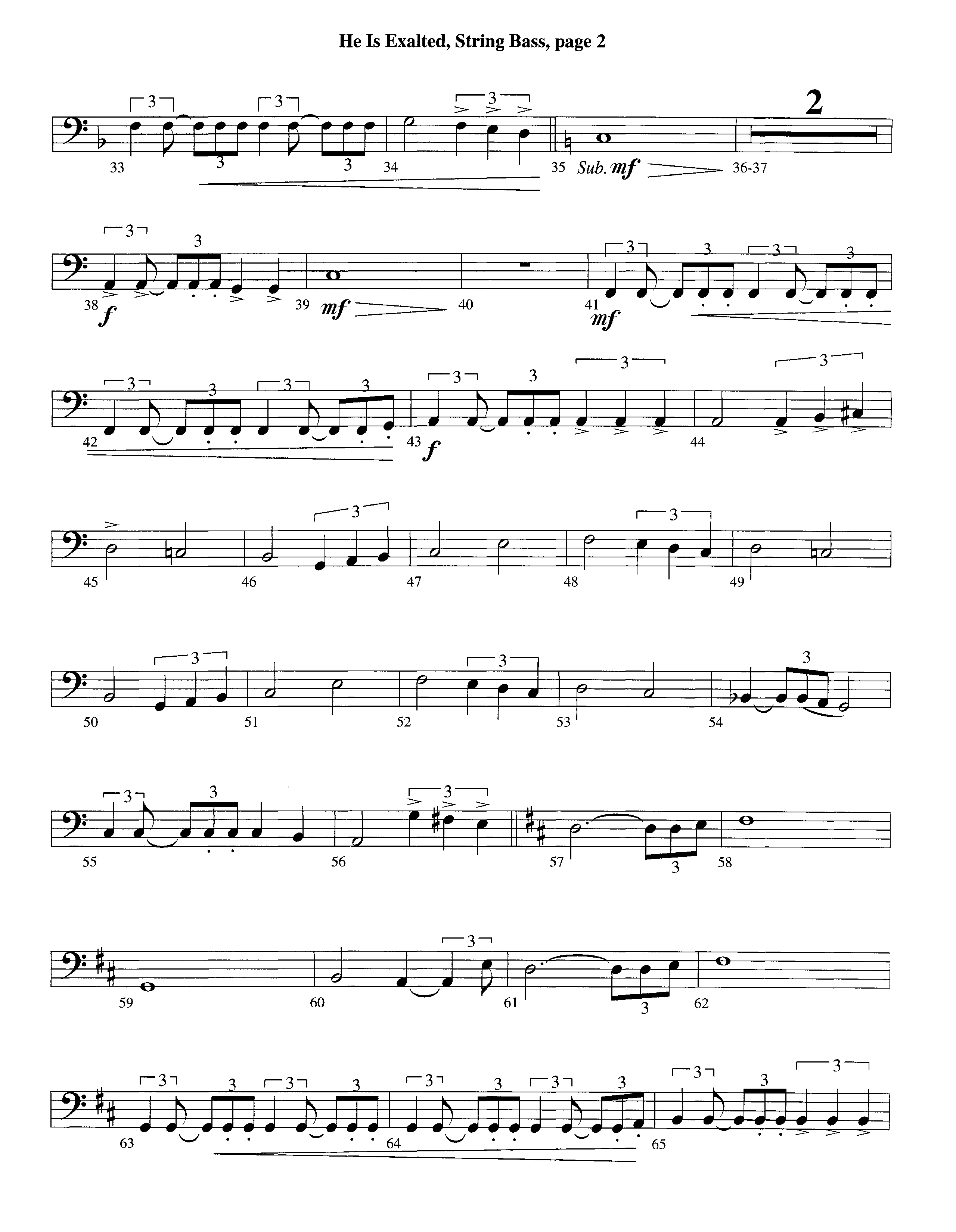 He Is Exalted (Instrumental) Double Bass (Lifeway Worship / Arr. Michael Lawrence)