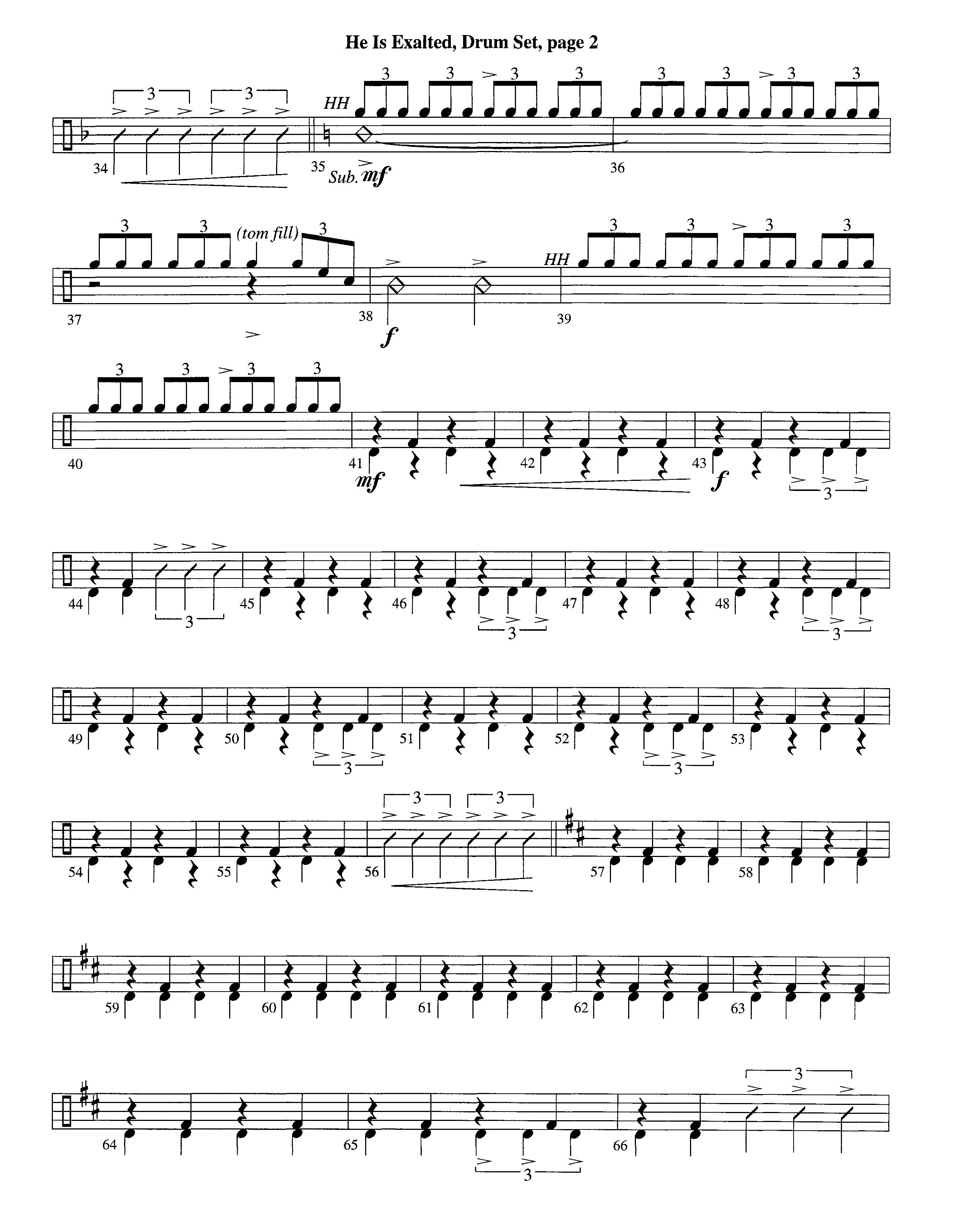 He Is Exalted (Instrumental) Drum Set (Lifeway Worship / Arr. Michael Lawrence)