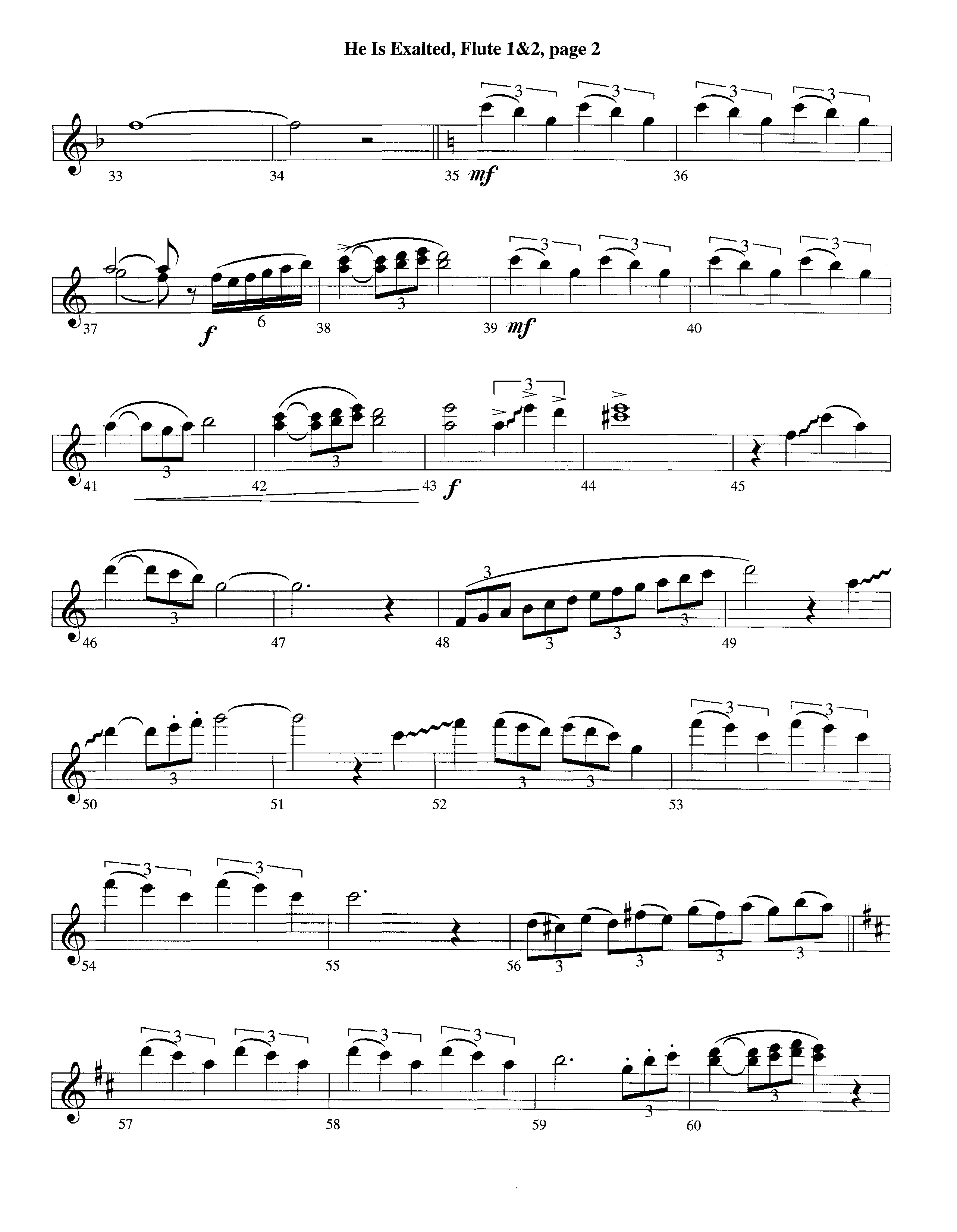 He Is Exalted (Instrumental) Flute 1/2 (Lifeway Worship / Arr. Michael Lawrence)