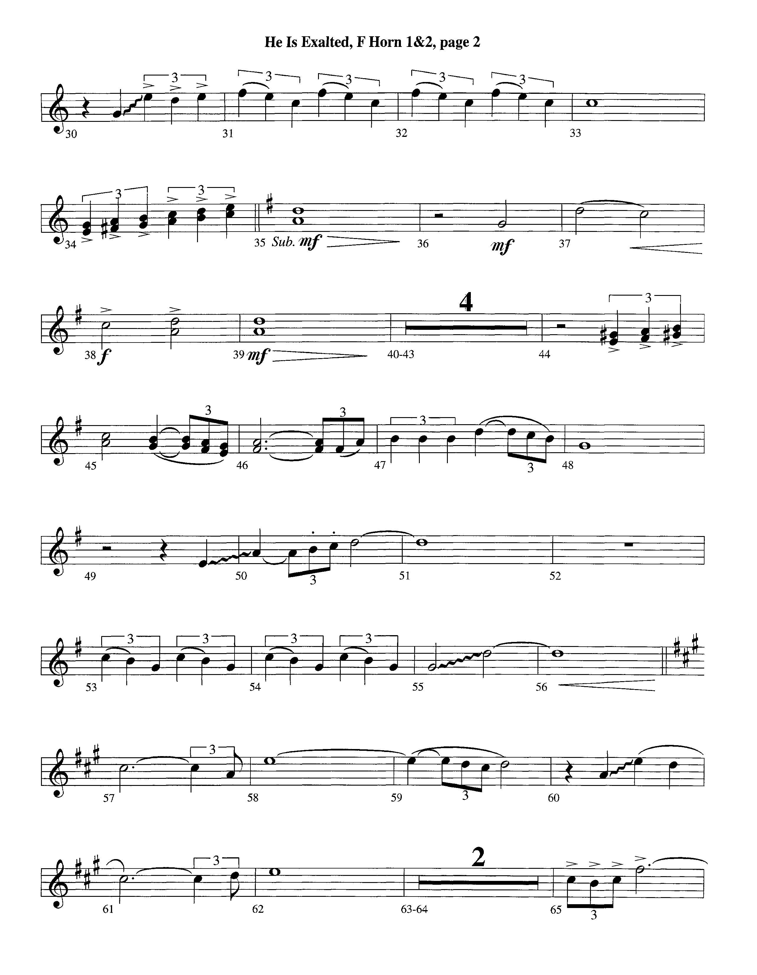 He Is Exalted (Instrumental) French Horn 1/2 (Lifeway Worship / Arr. Michael Lawrence)