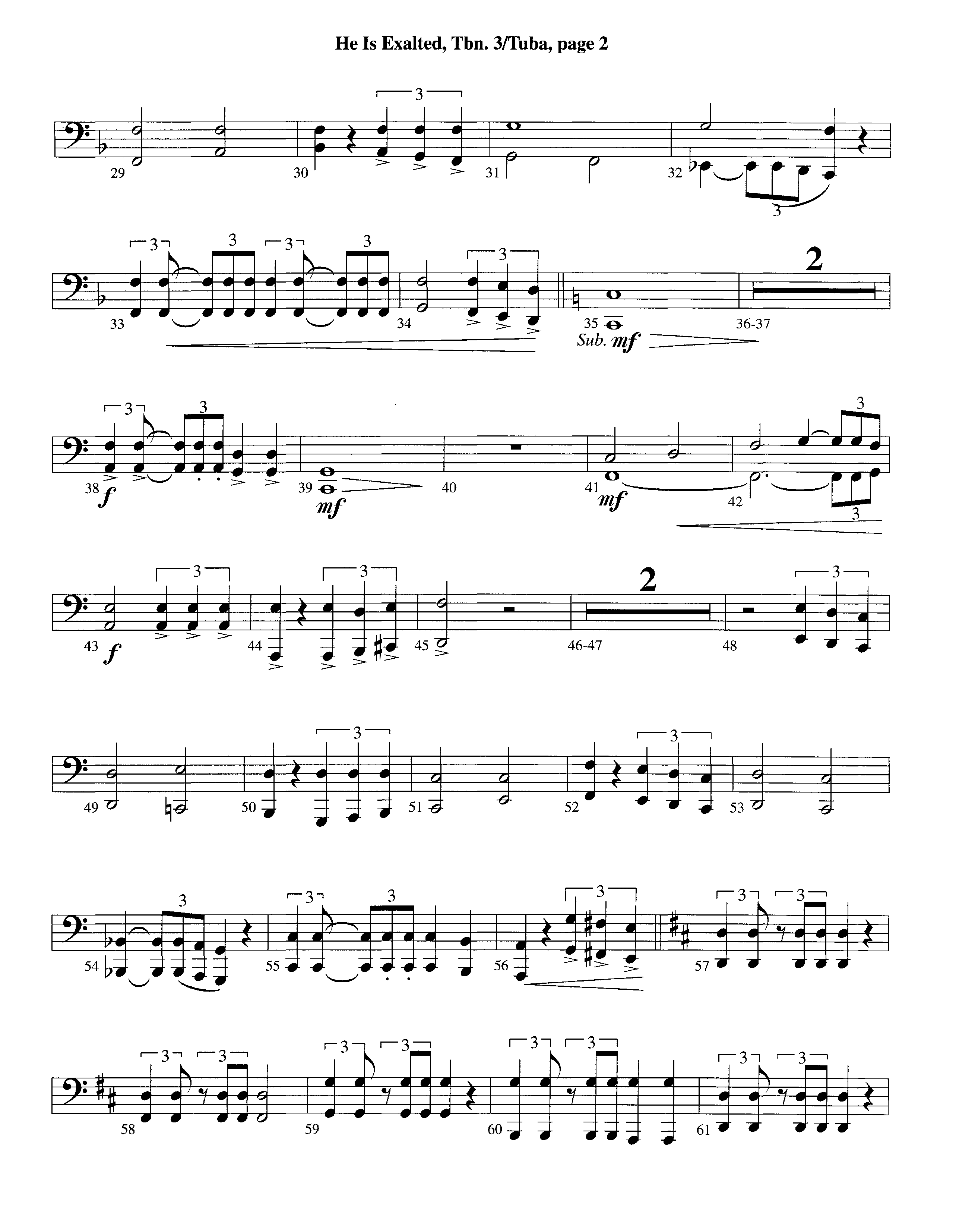 He Is Exalted (Instrumental) Trombone 3/Tuba (Lifeway Worship / Arr. Michael Lawrence)