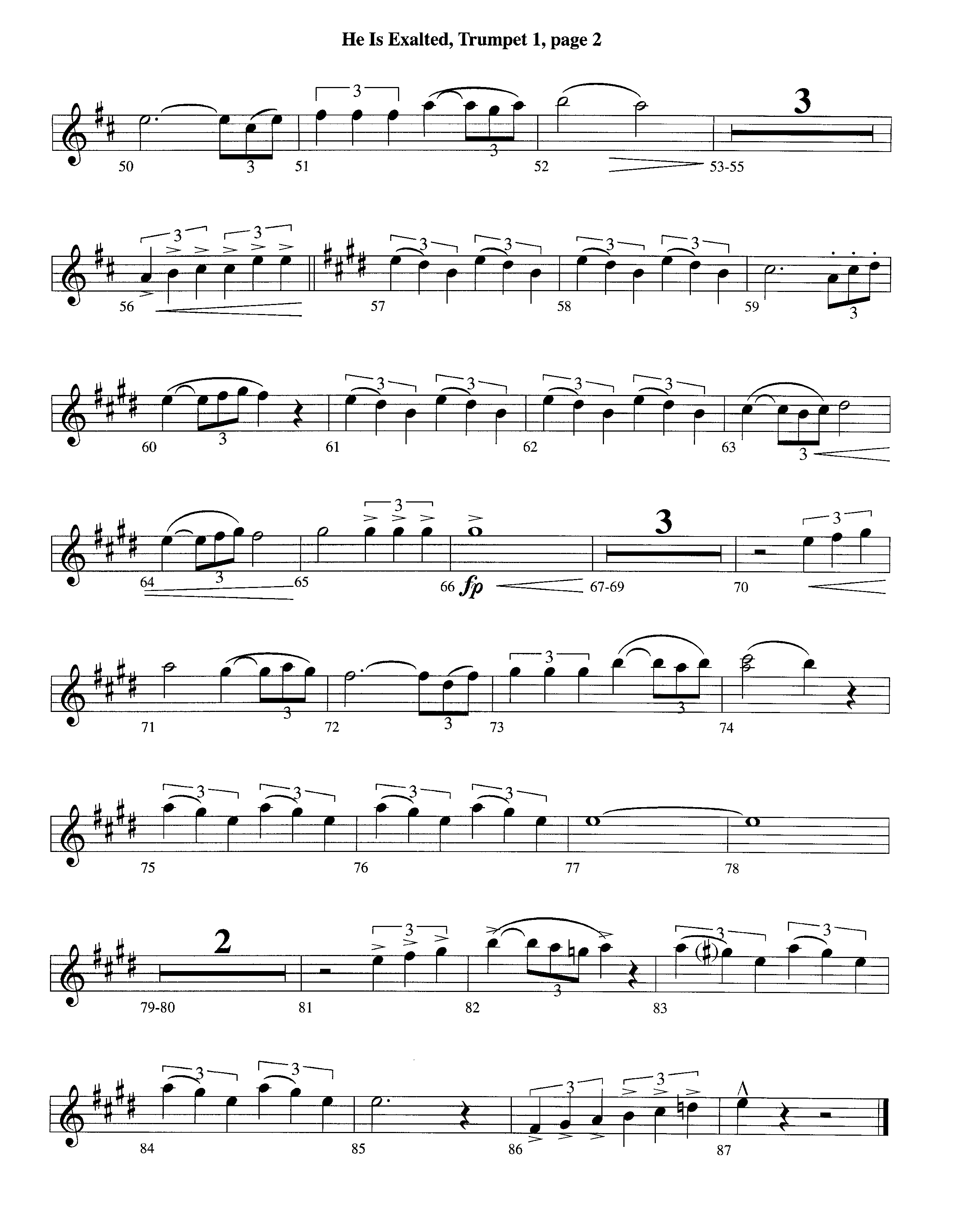 He Is Exalted (Instrumental) Trumpet 1 (Lifeway Worship / Arr. Michael Lawrence)