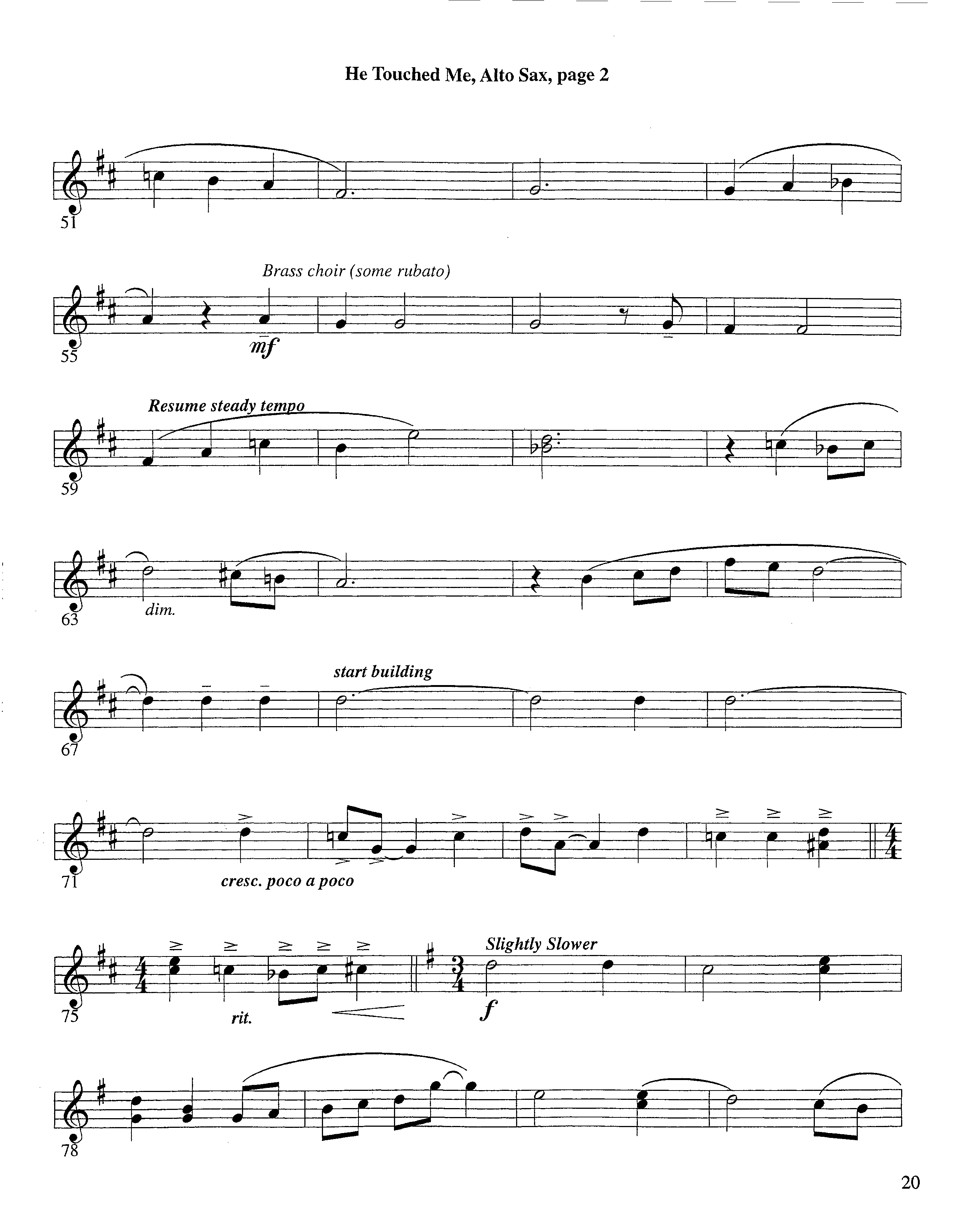 He Touched Me (Instrumental) Alto Sax (Lifeway Worship / Arr. Steve Dunn)