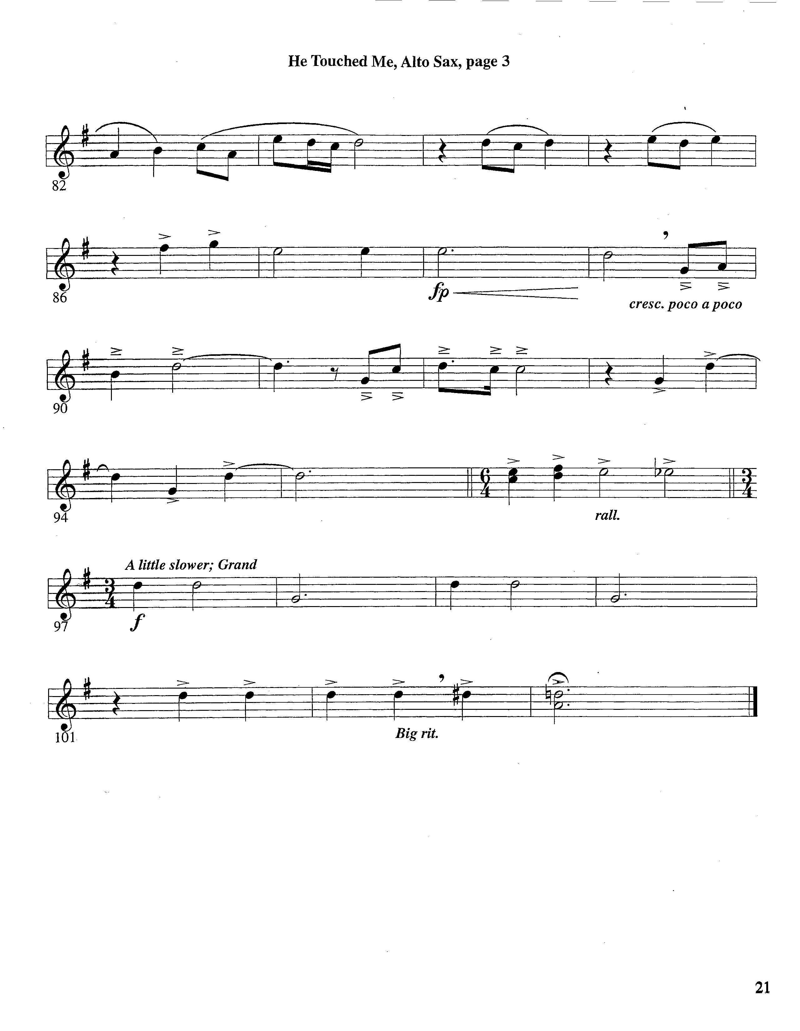 He Touched Me (Instrumental) Alto Sax (Lifeway Worship / Arr. Steve Dunn)