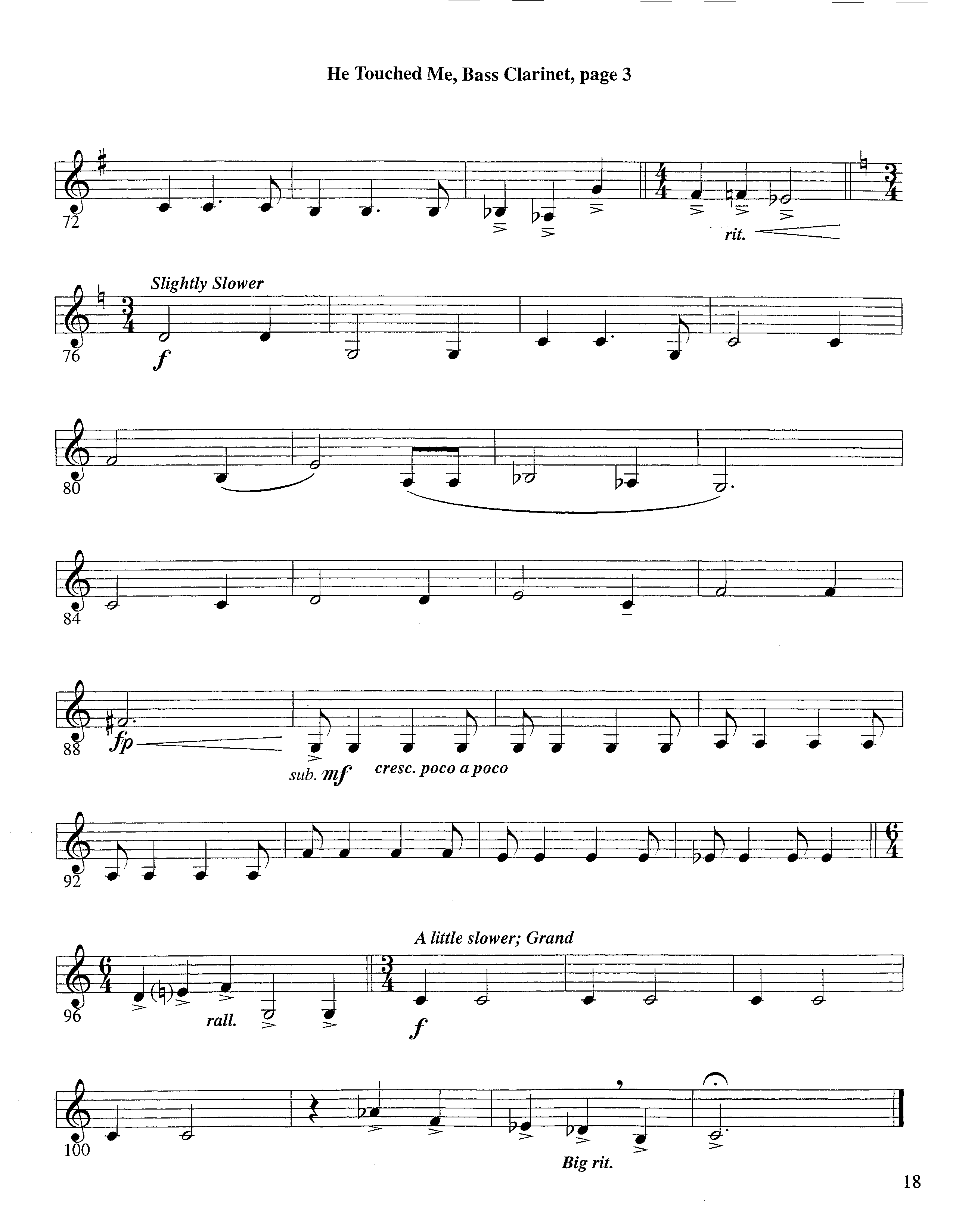 He Touched Me (Instrumental) Bass Clarinet (Lifeway Worship / Arr. Steve Dunn)