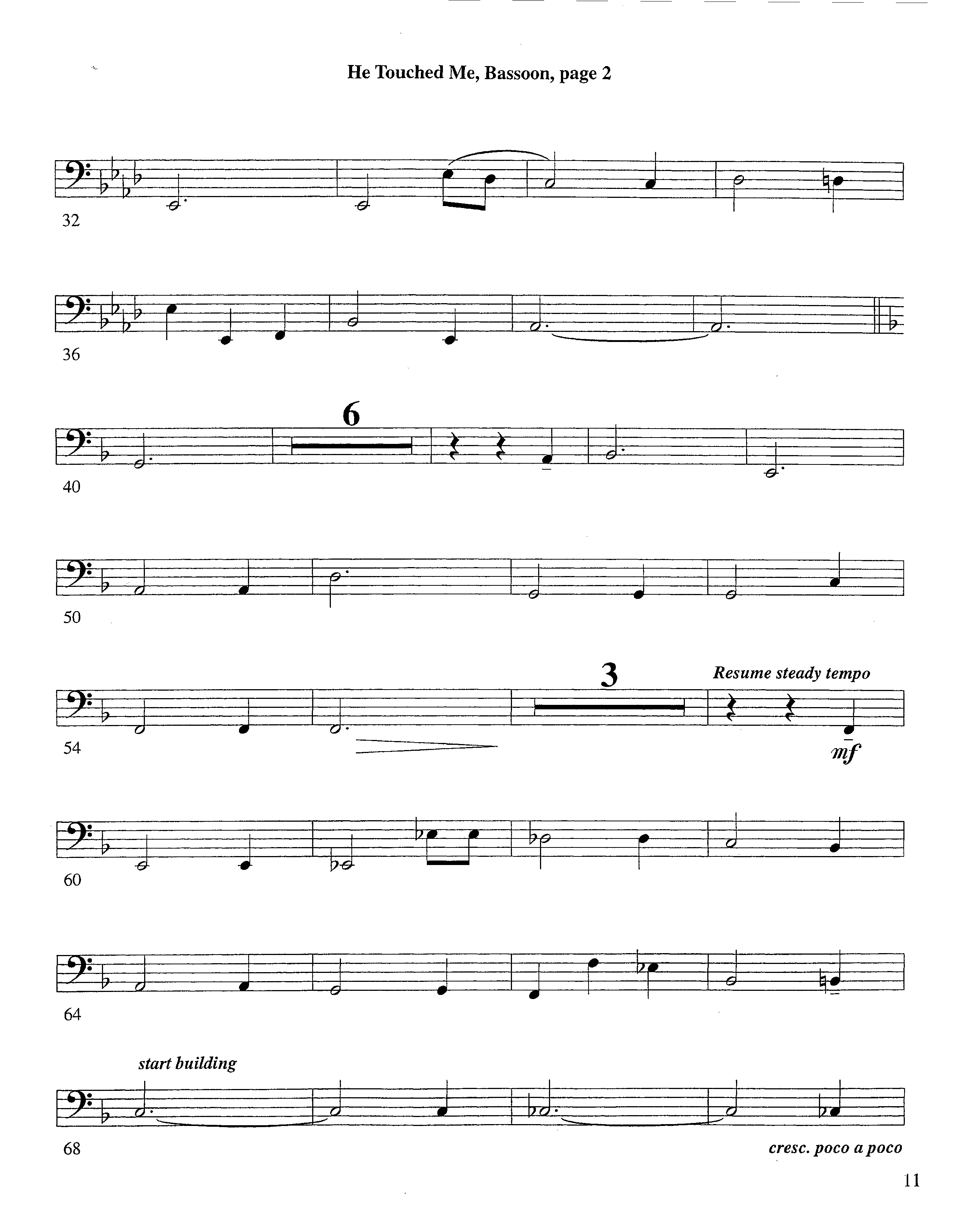 He Touched Me (Instrumental) Bassoon (Lifeway Worship / Arr. Steve Dunn)