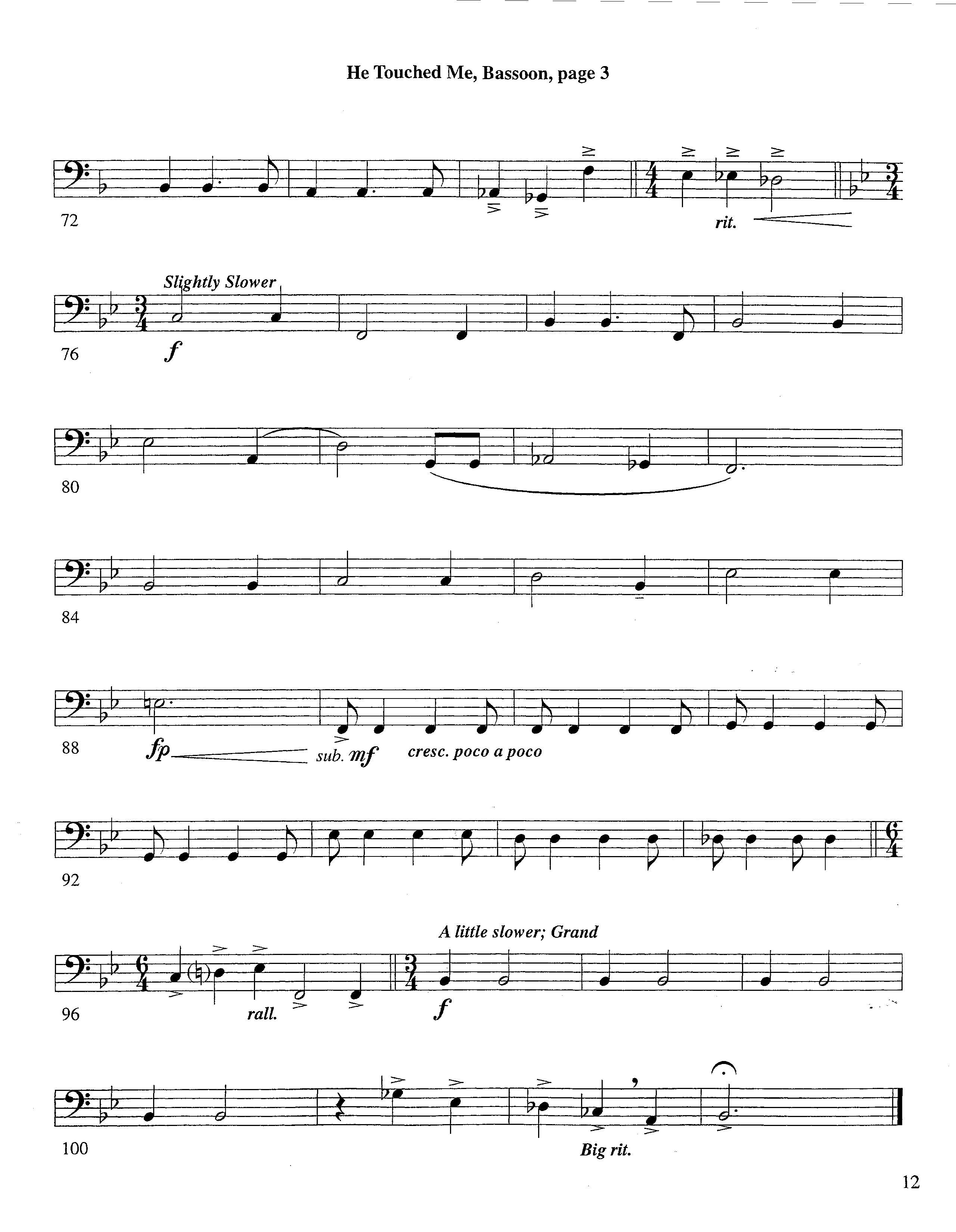 He Touched Me (Instrumental) Bassoon (Lifeway Worship / Arr. Steve Dunn)