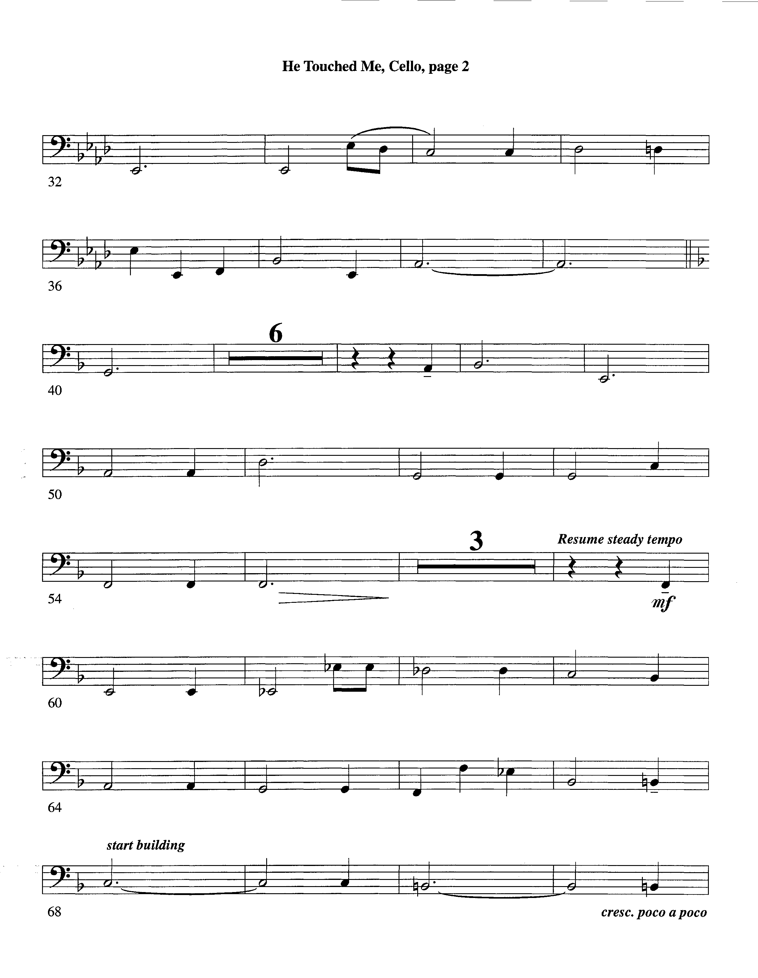 He Touched Me (Instrumental) Cello (Lifeway Worship / Arr. Steve Dunn)