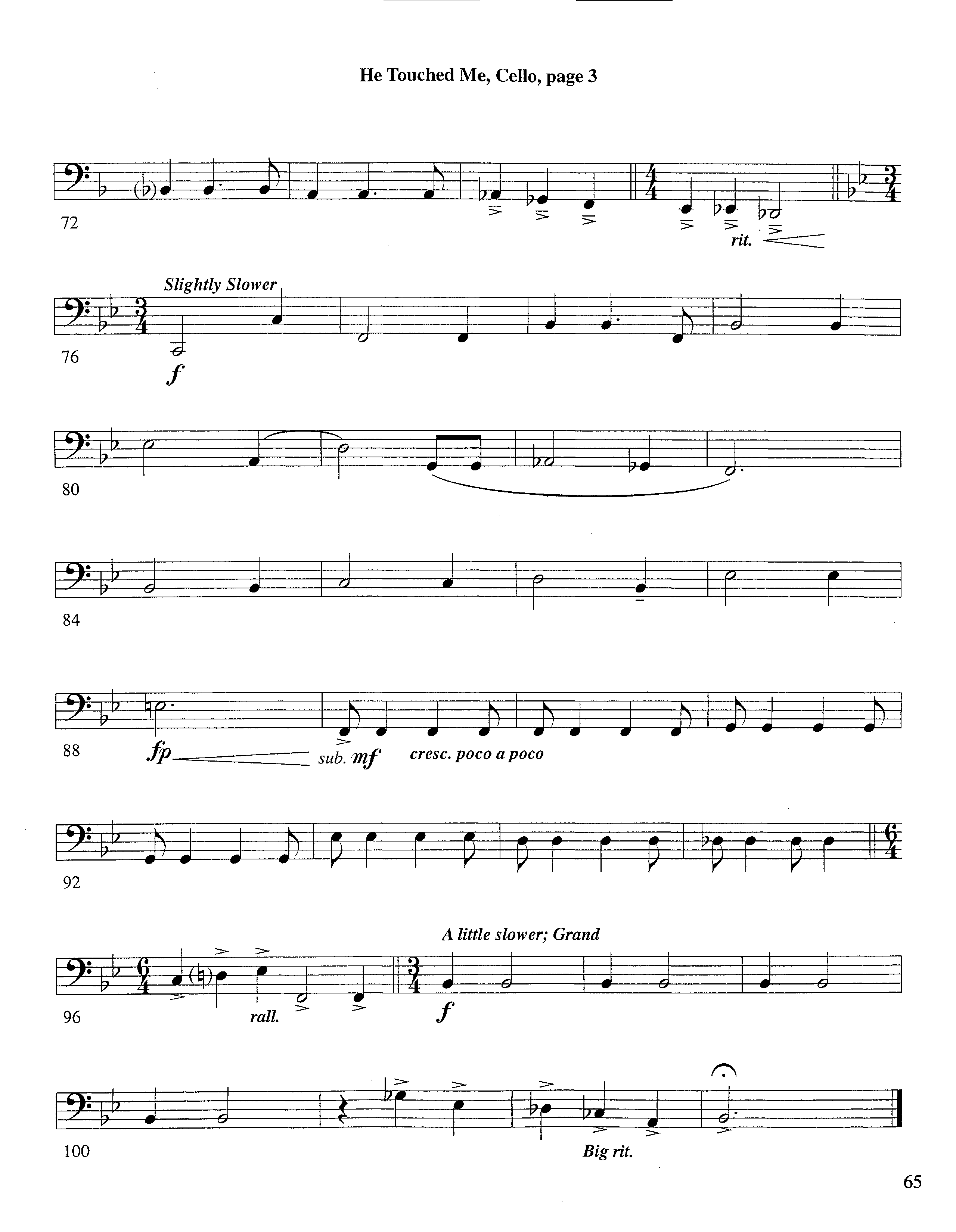 He Touched Me (Instrumental) Cello (Lifeway Worship / Arr. Steve Dunn)