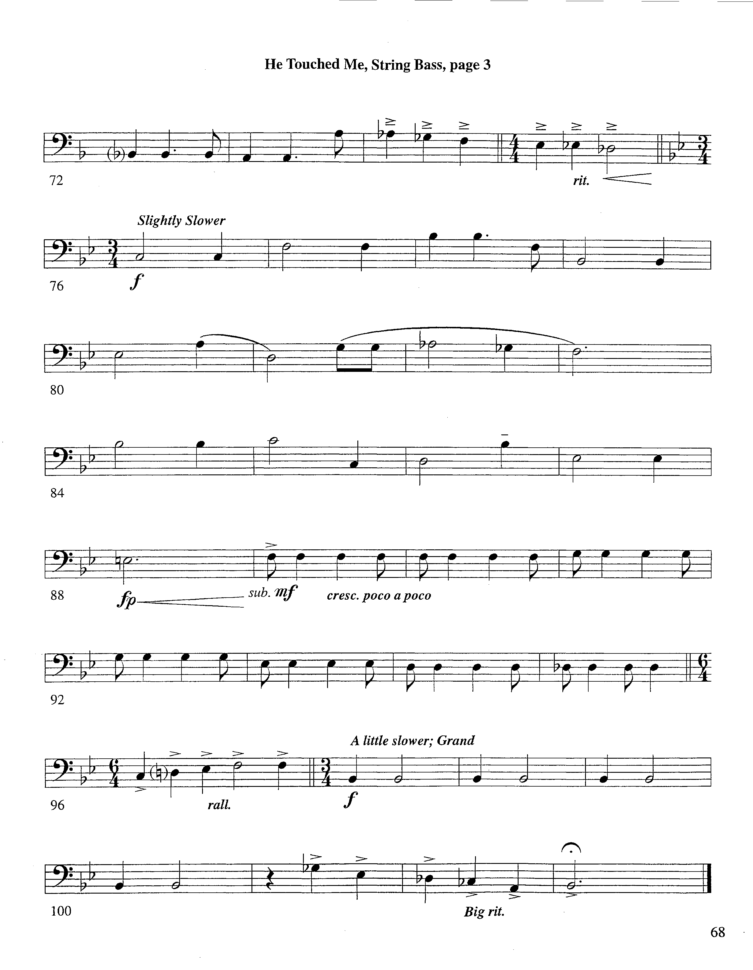 He Touched Me (Instrumental) Double Bass (Lifeway Worship / Arr. Steve Dunn)