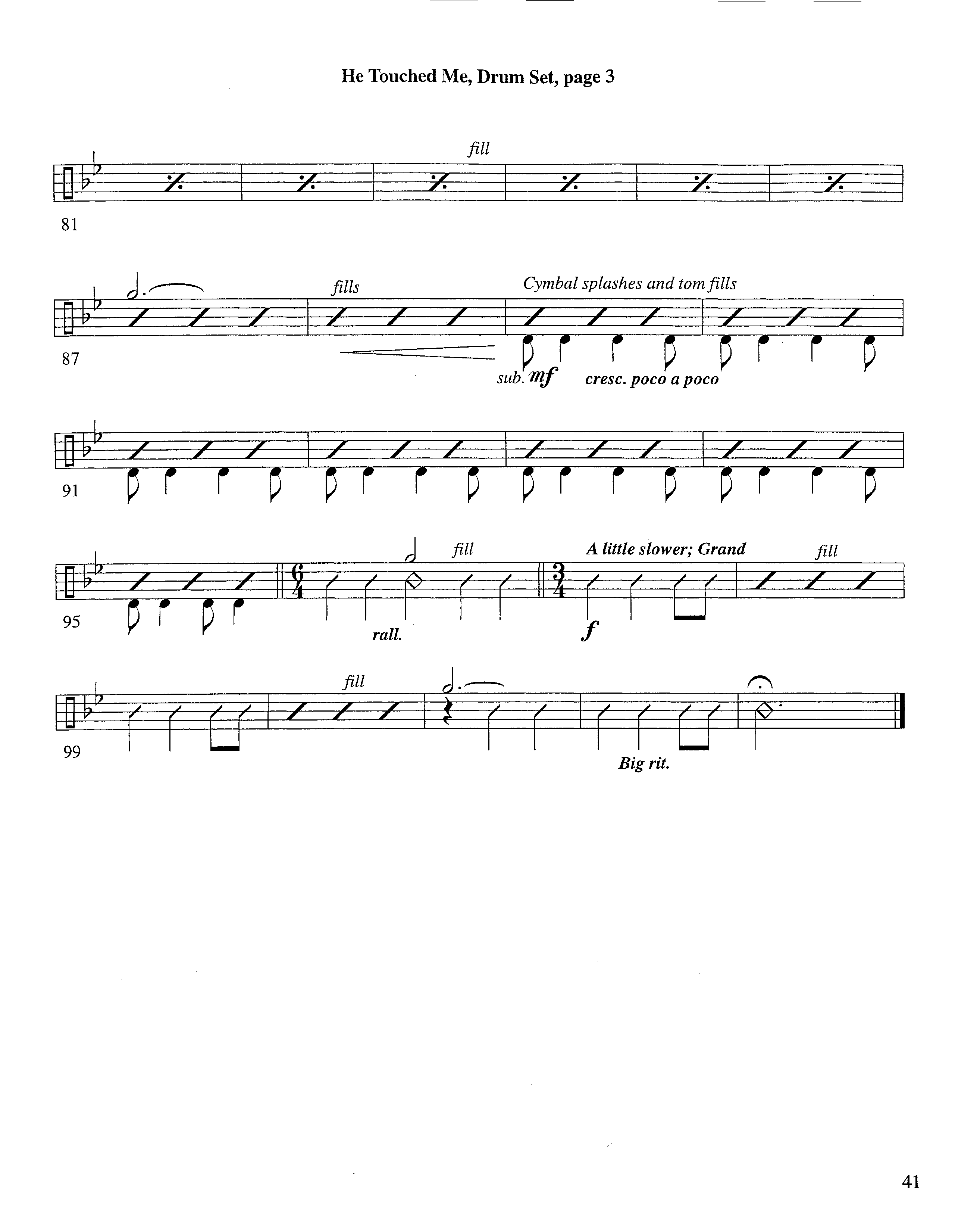 He Touched Me (Instrumental) Drum Set (Lifeway Worship / Arr. Steve Dunn)