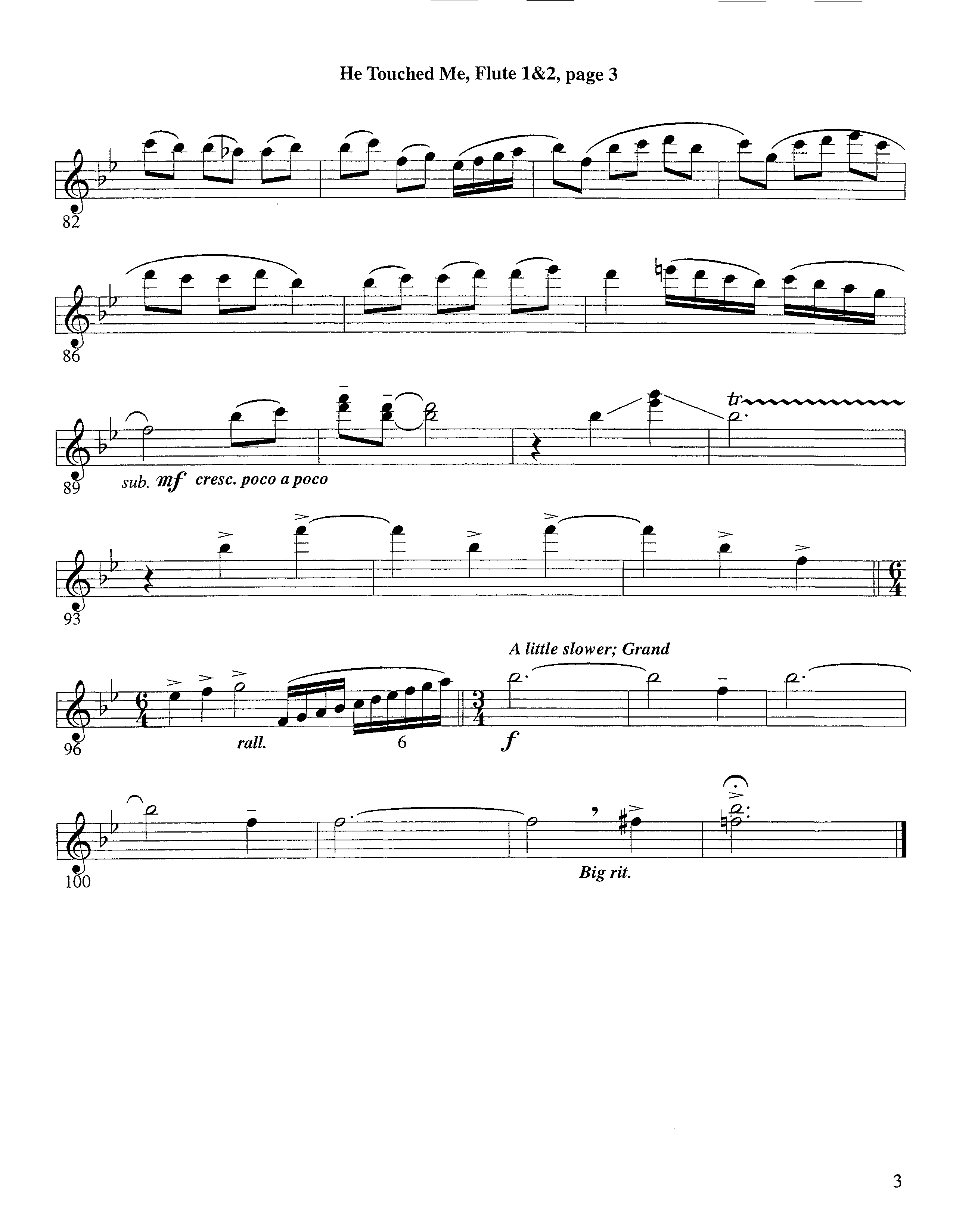 He Touched Me (Instrumental) Flute 1/2 (Lifeway Worship / Arr. Steve Dunn)
