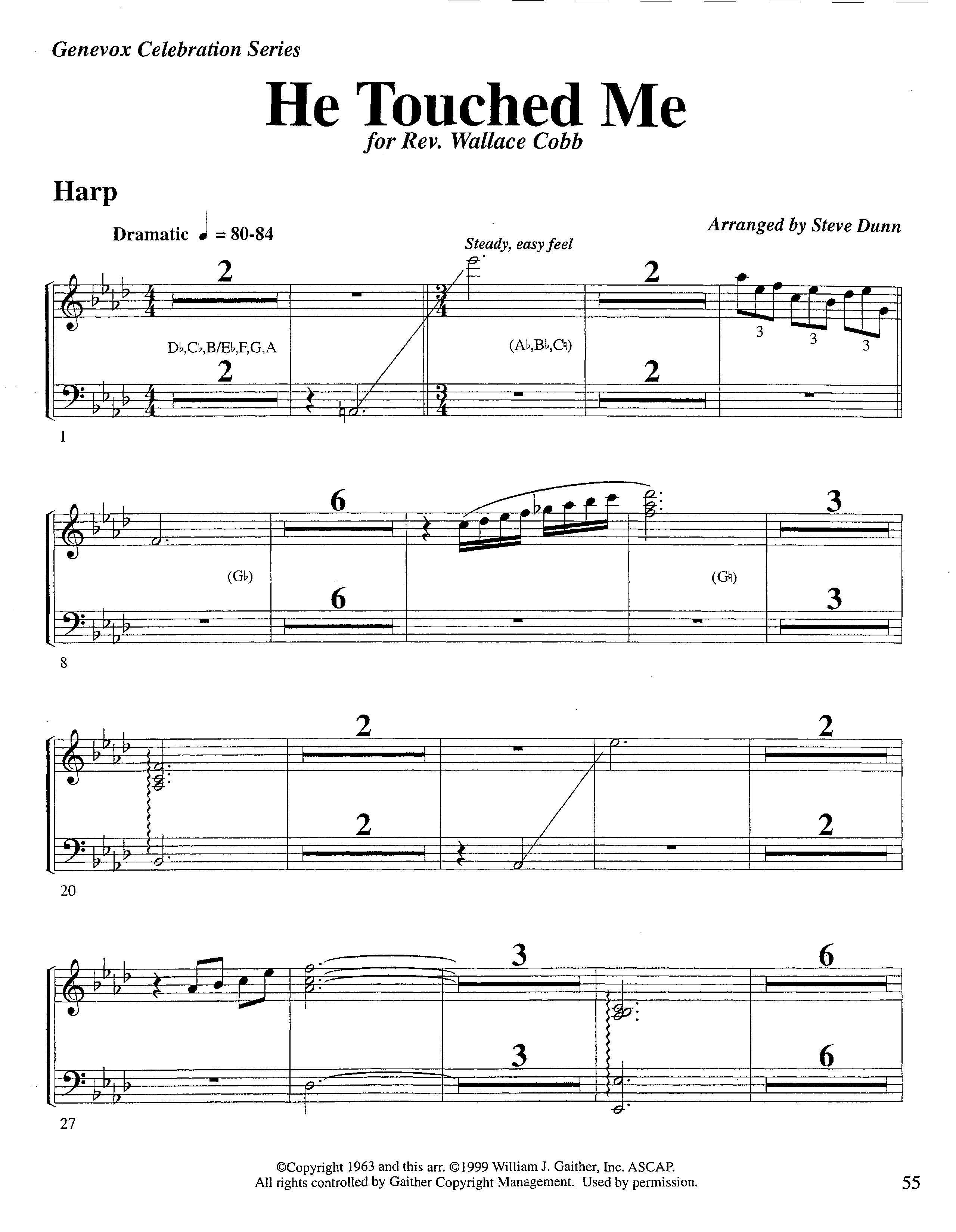 He Touched Me (Instrumental) Harp (Lifeway Worship / Arr. Steve Dunn)