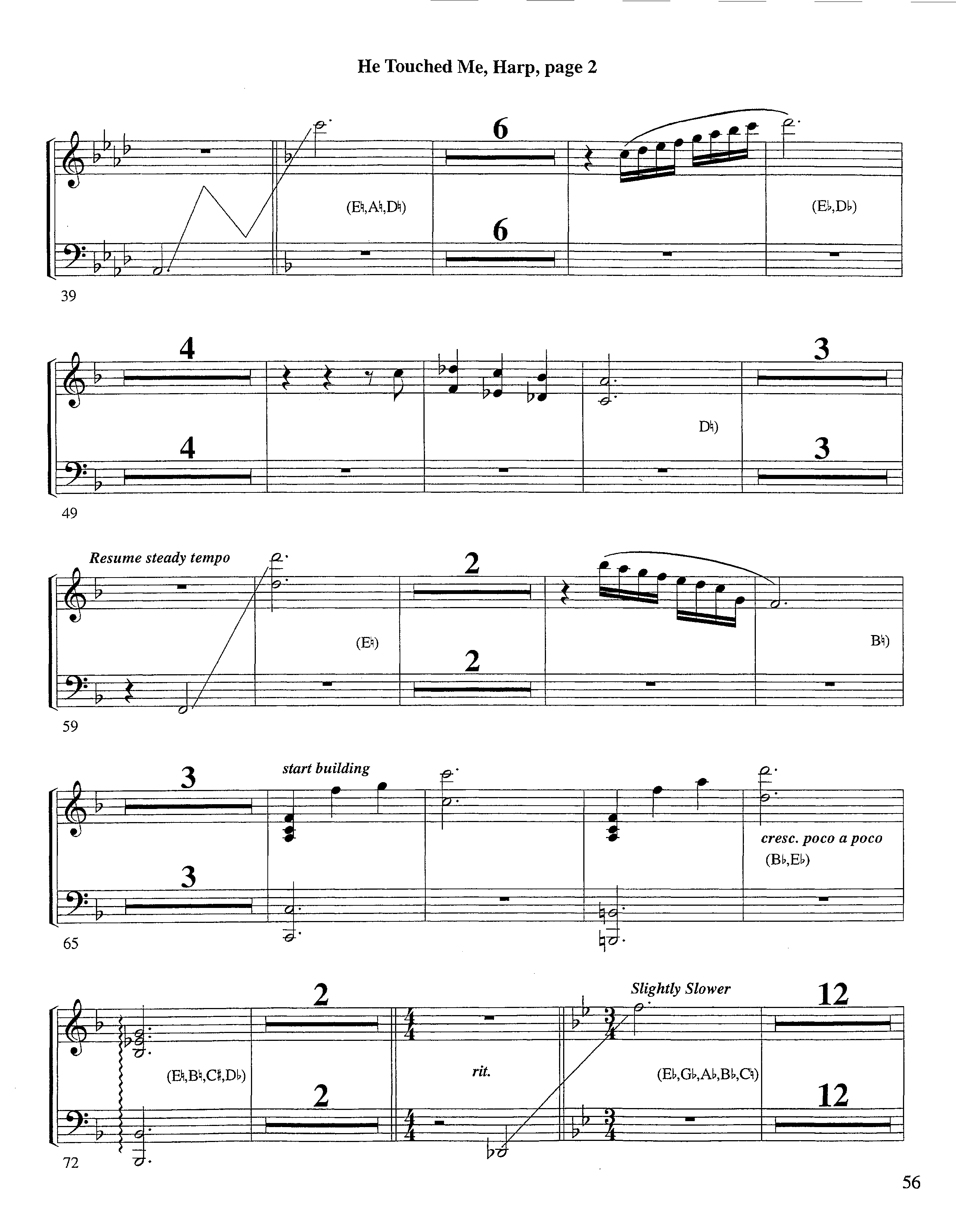 He Touched Me (Instrumental) Harp (Lifeway Worship / Arr. Steve Dunn)