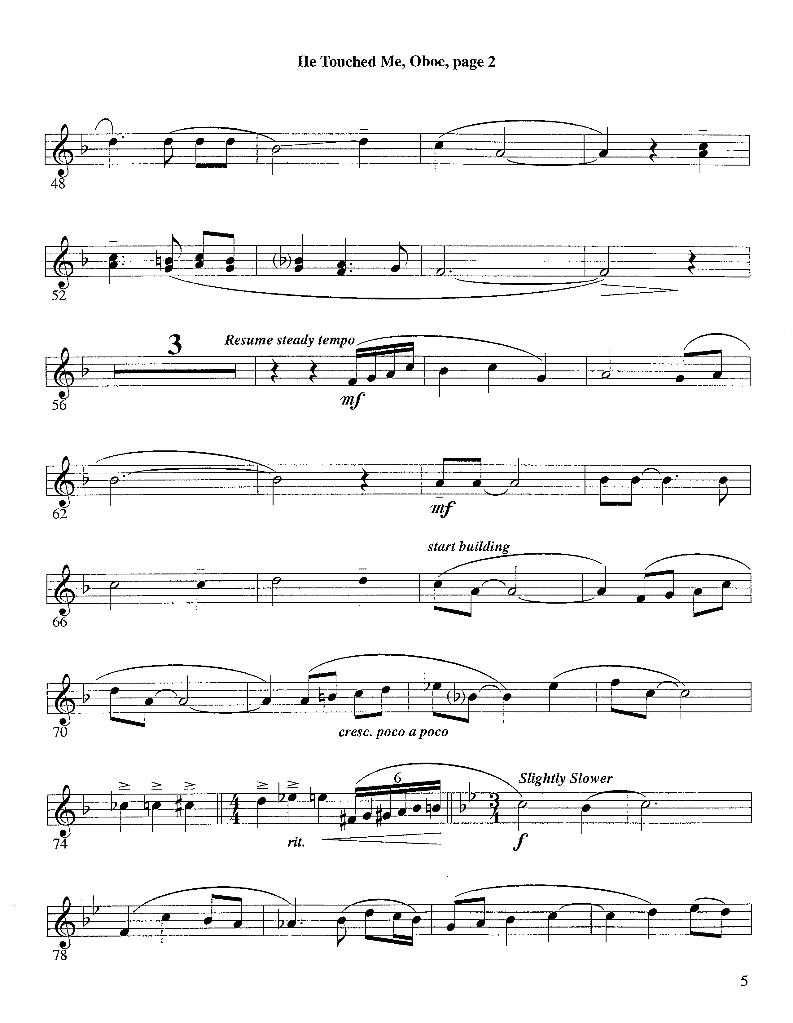 He Touched Me (Instrumental) Oboe (Lifeway Worship / Arr. Steve Dunn)