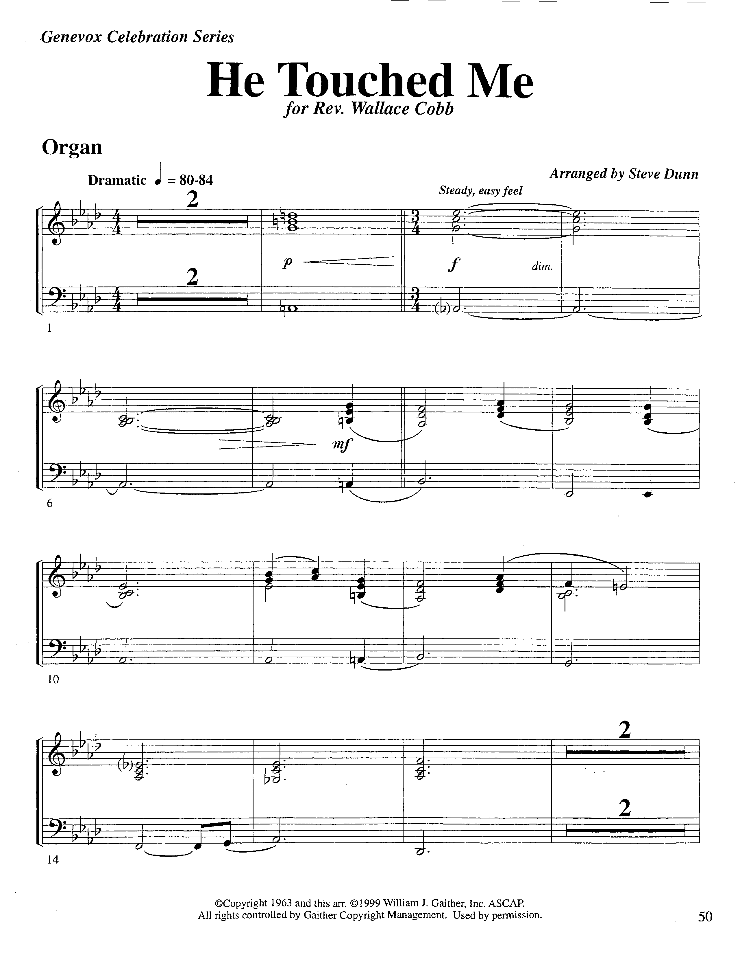 He Touched Me (Instrumental) Organ (Lifeway Worship / Arr. Steve Dunn)