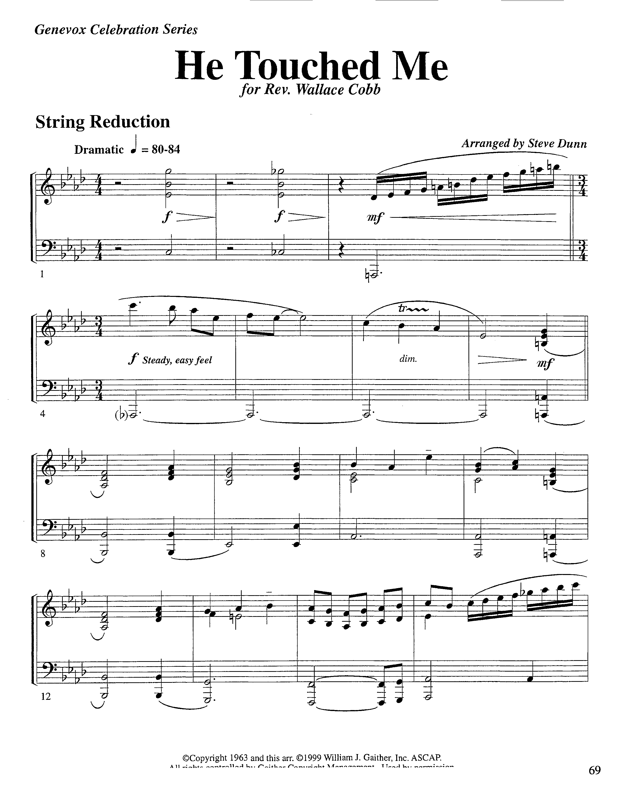 He Touched Me (Instrumental) String Reduction (Lifeway Worship / Arr. Steve Dunn)