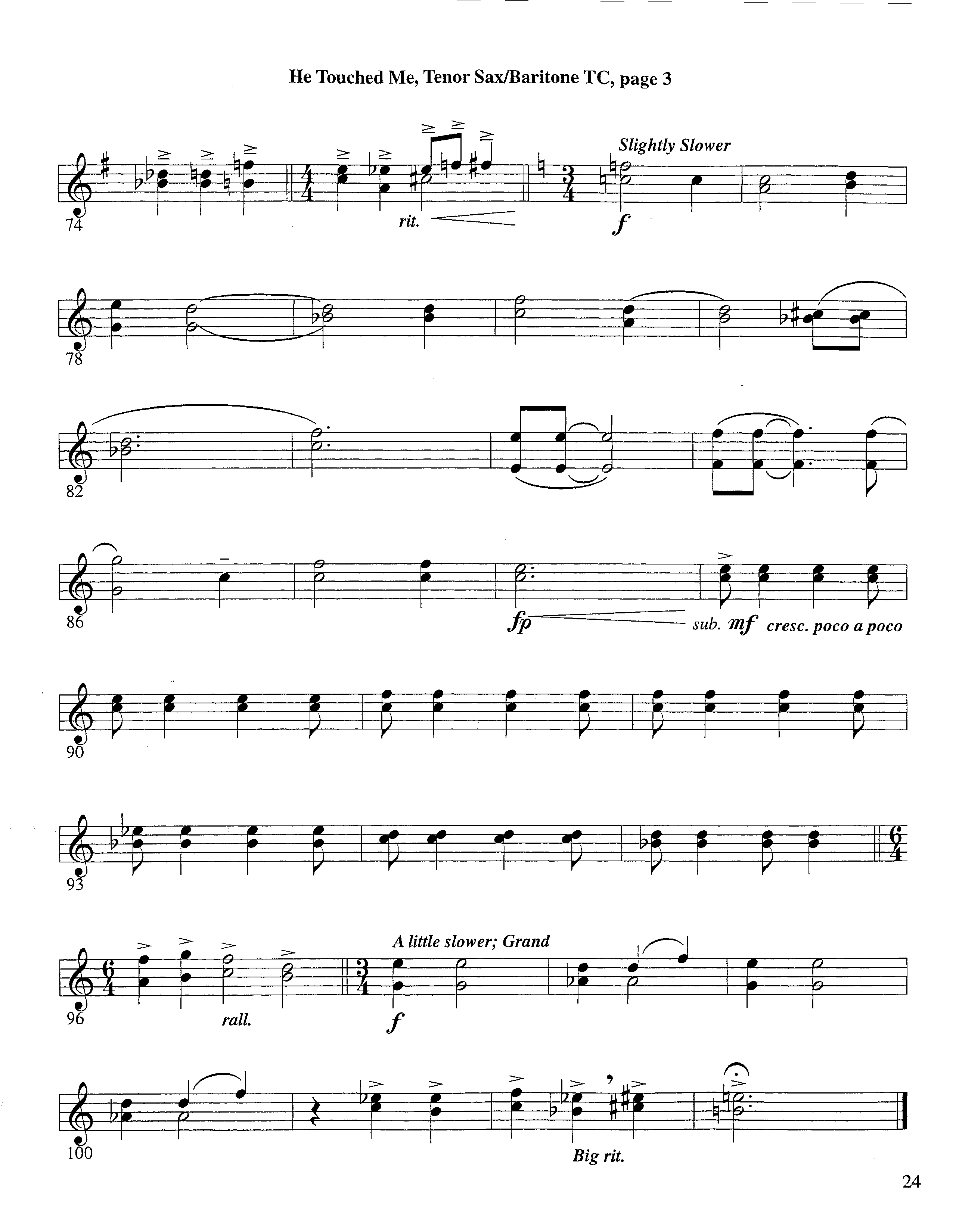 He Touched Me (Instrumental) Tenor Sax/Baritone T.C. (Lifeway Worship / Arr. Steve Dunn)