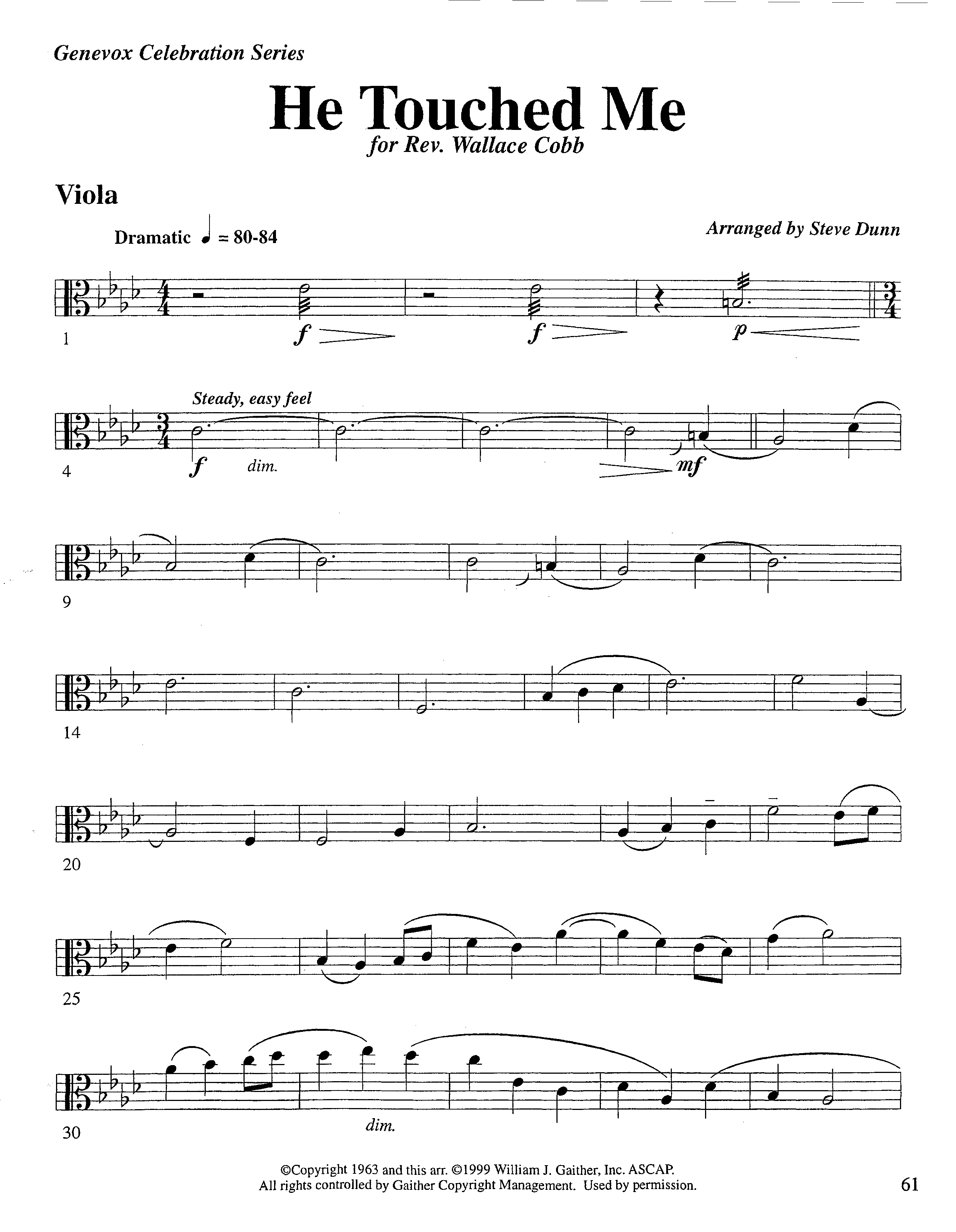 He Touched Me (Instrumental) Viola (Lifeway Worship / Arr. Steve Dunn)