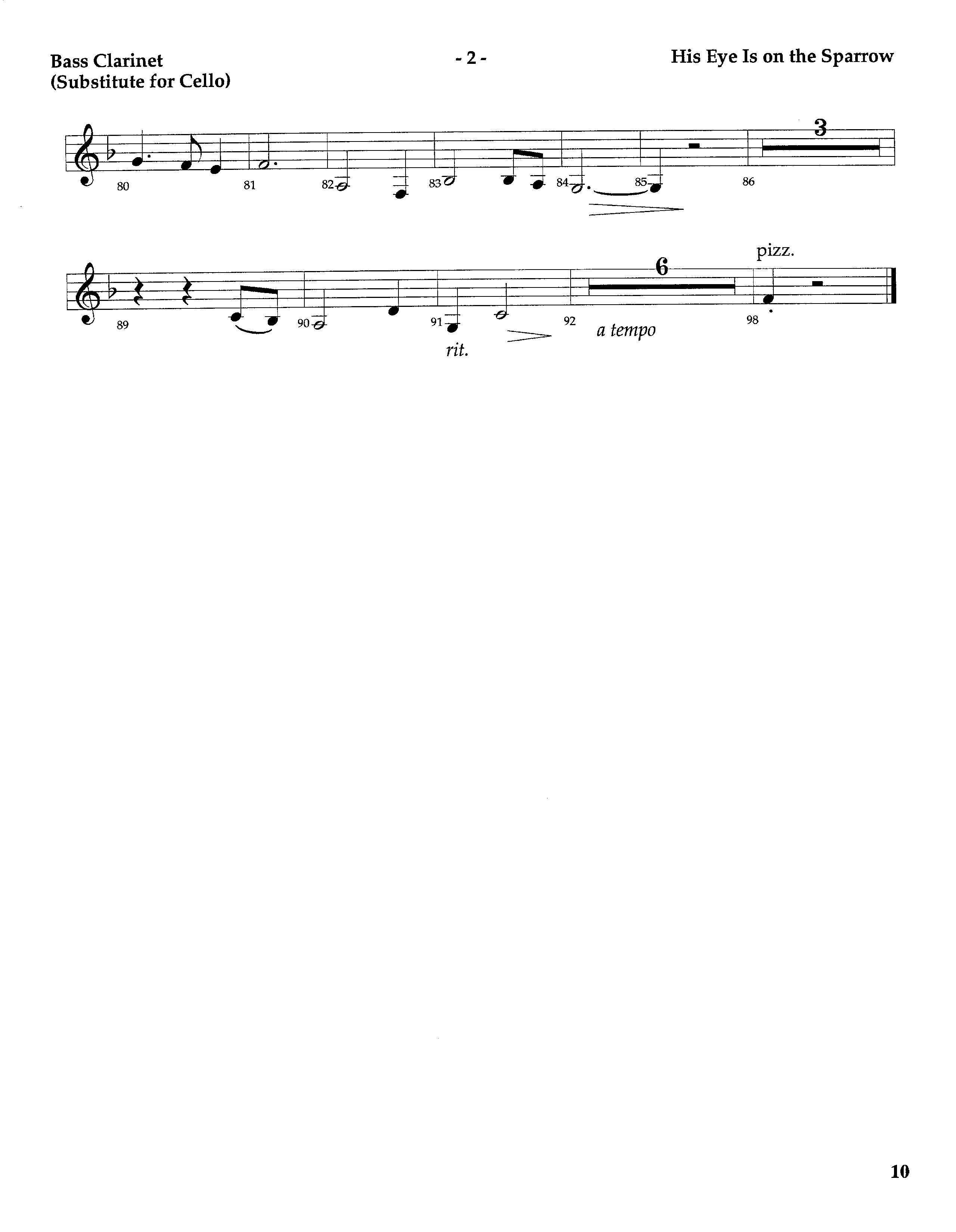 His Eye Is On The Sparrow (Instrumental) Bass Clarinet (Lifeway Worship / Arr. Marty Hamby)